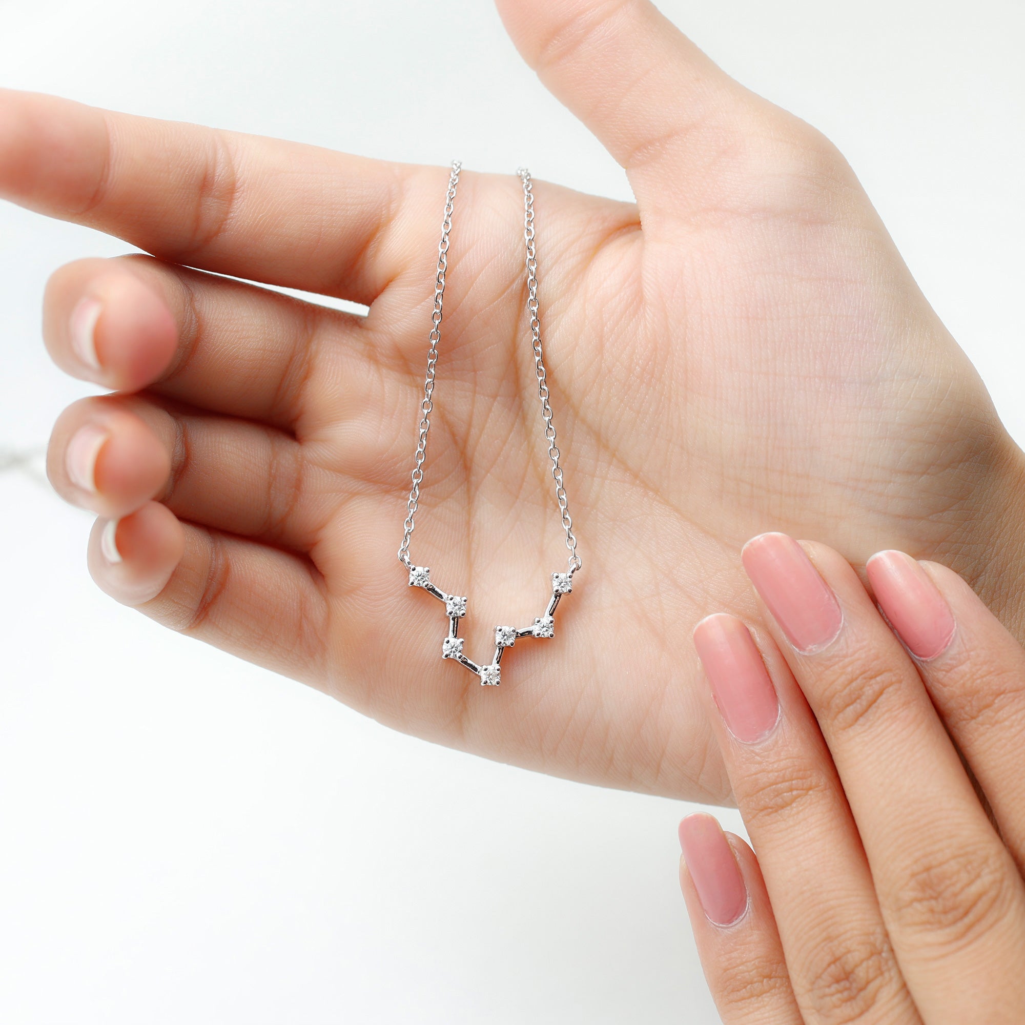 Moissanite Constellation Aquarius Zodiac Sign Necklace D-VS1 - Rosec Jewels