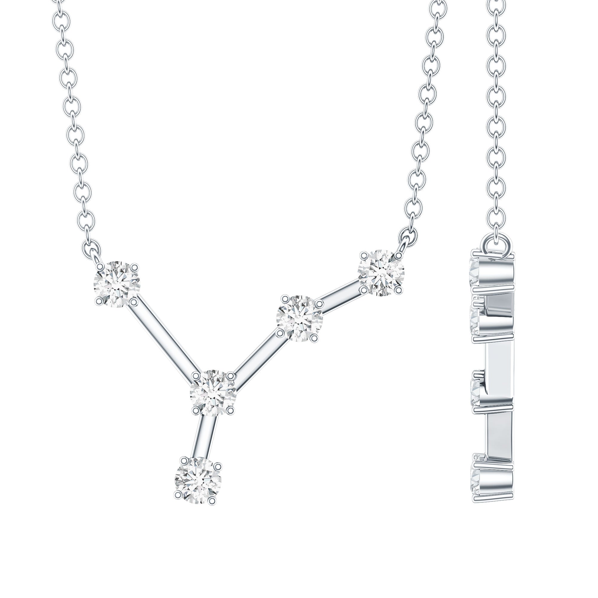 Moissanite Cancer Zodiac Constellation Necklace D-VS1 - Rosec Jewels