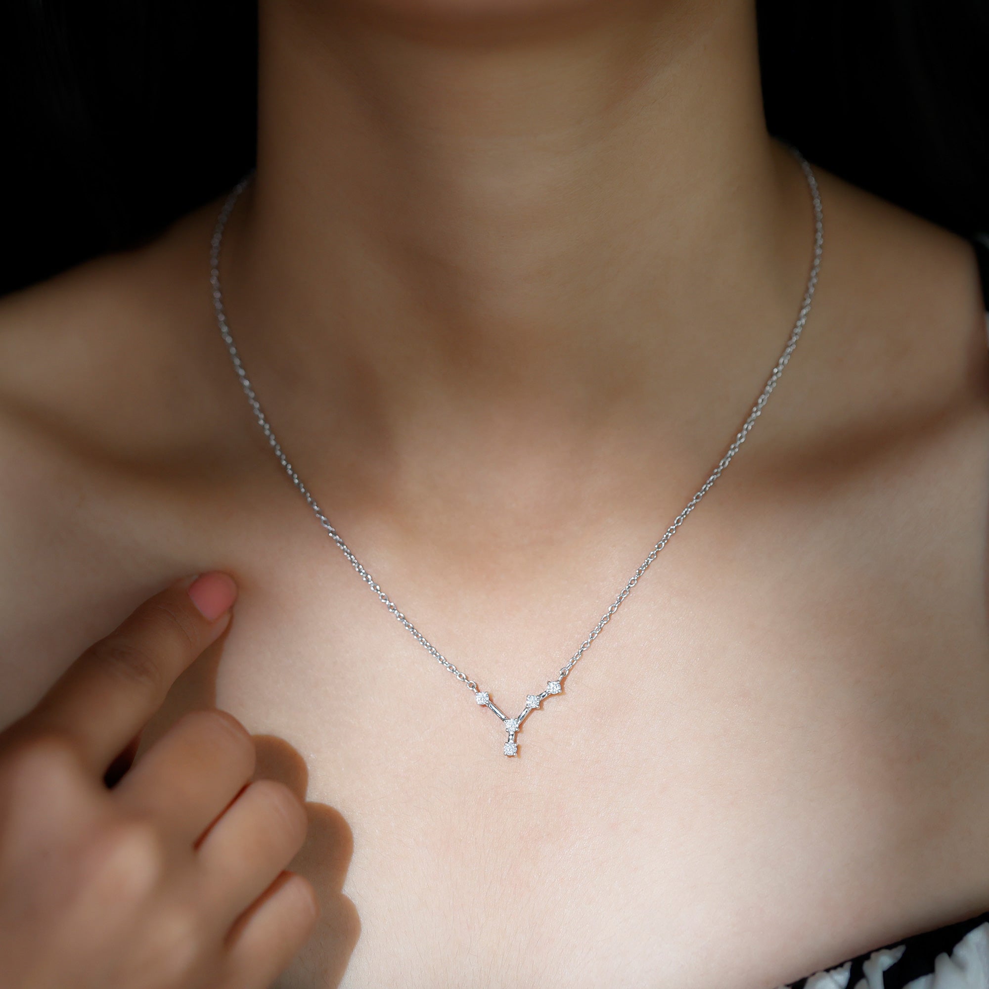Moissanite Cancer Zodiac Constellation Necklace D-VS1 - Rosec Jewels