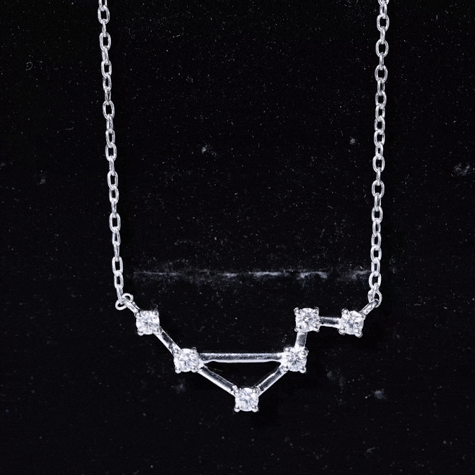 Certified Moissanite Constellation Libra Zodiac Sign Necklace D-VS1 - Rosec Jewels