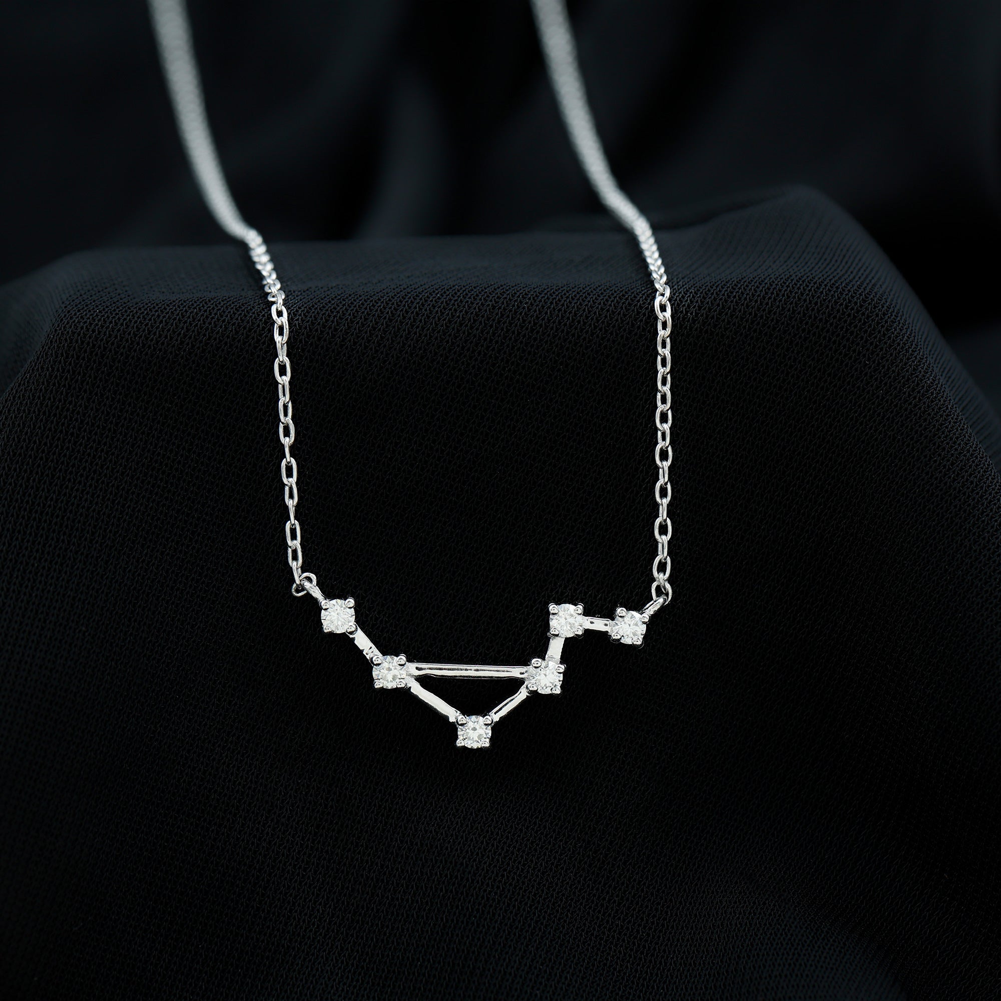 Certified Moissanite Constellation Libra Zodiac Sign Necklace D-VS1 - Rosec Jewels
