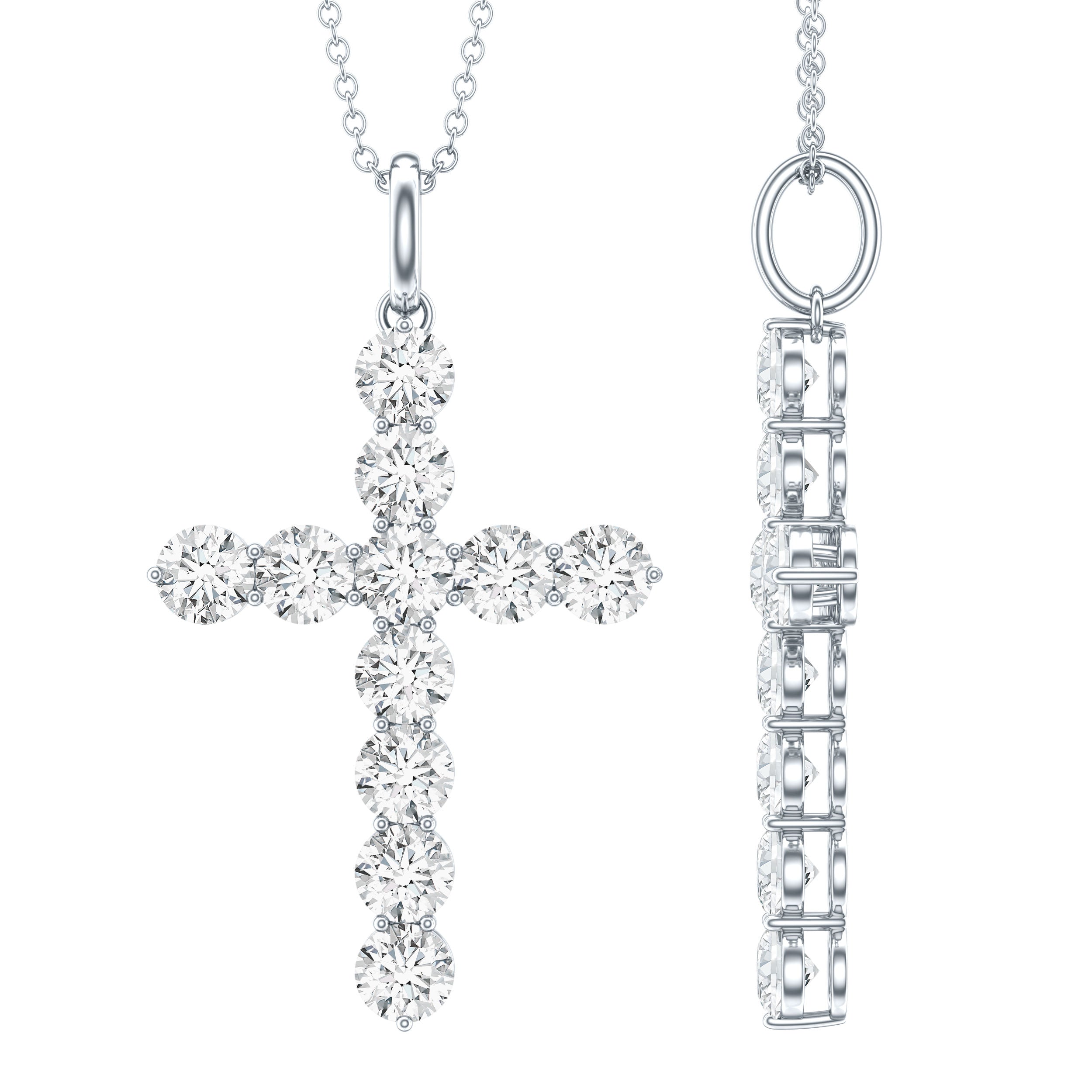 Certified Zircon Simple Cross Pendant Necklace AAAAA - Rosec Jewels