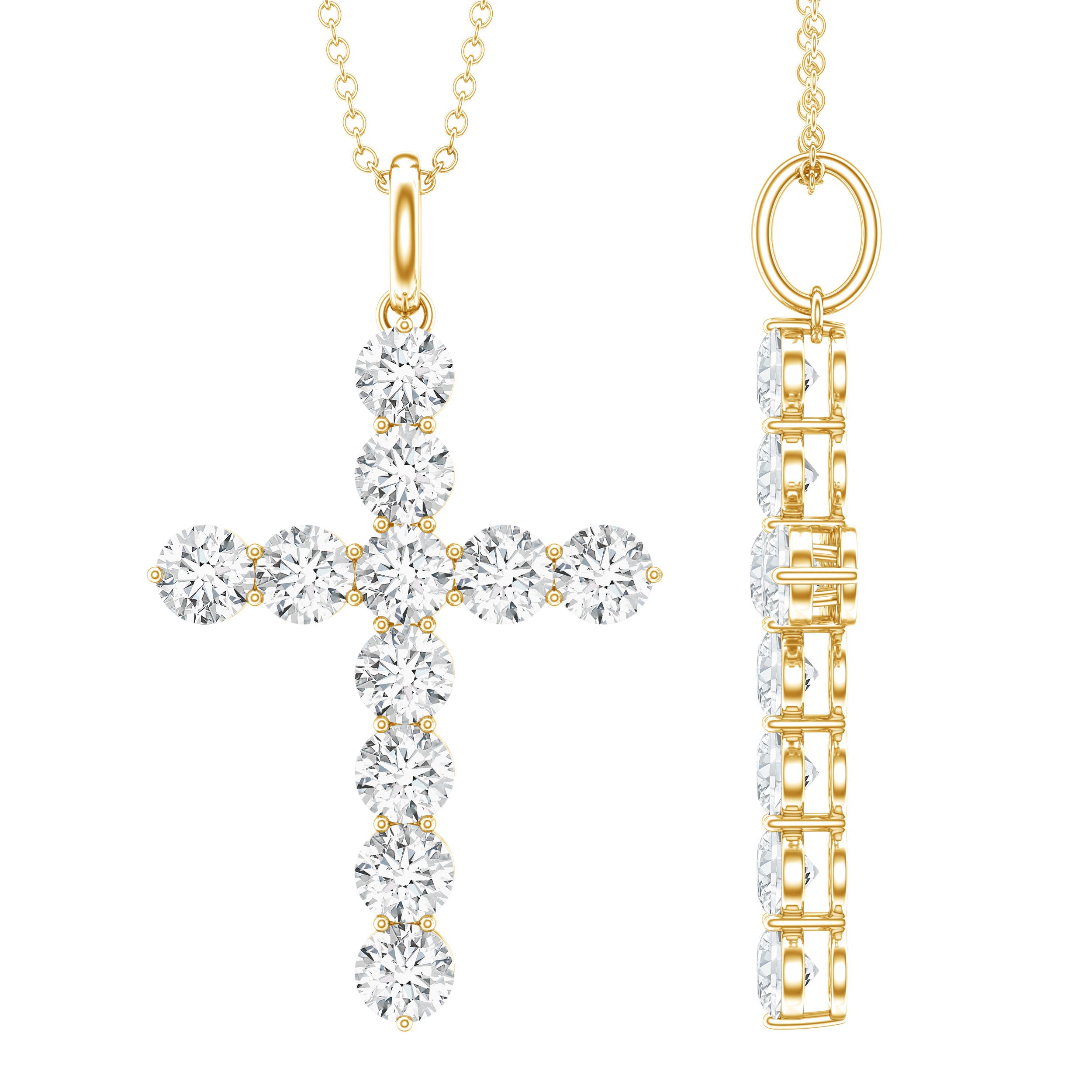 Certified Zircon Simple Cross Pendant Necklace AAAAA - Rosec Jewels