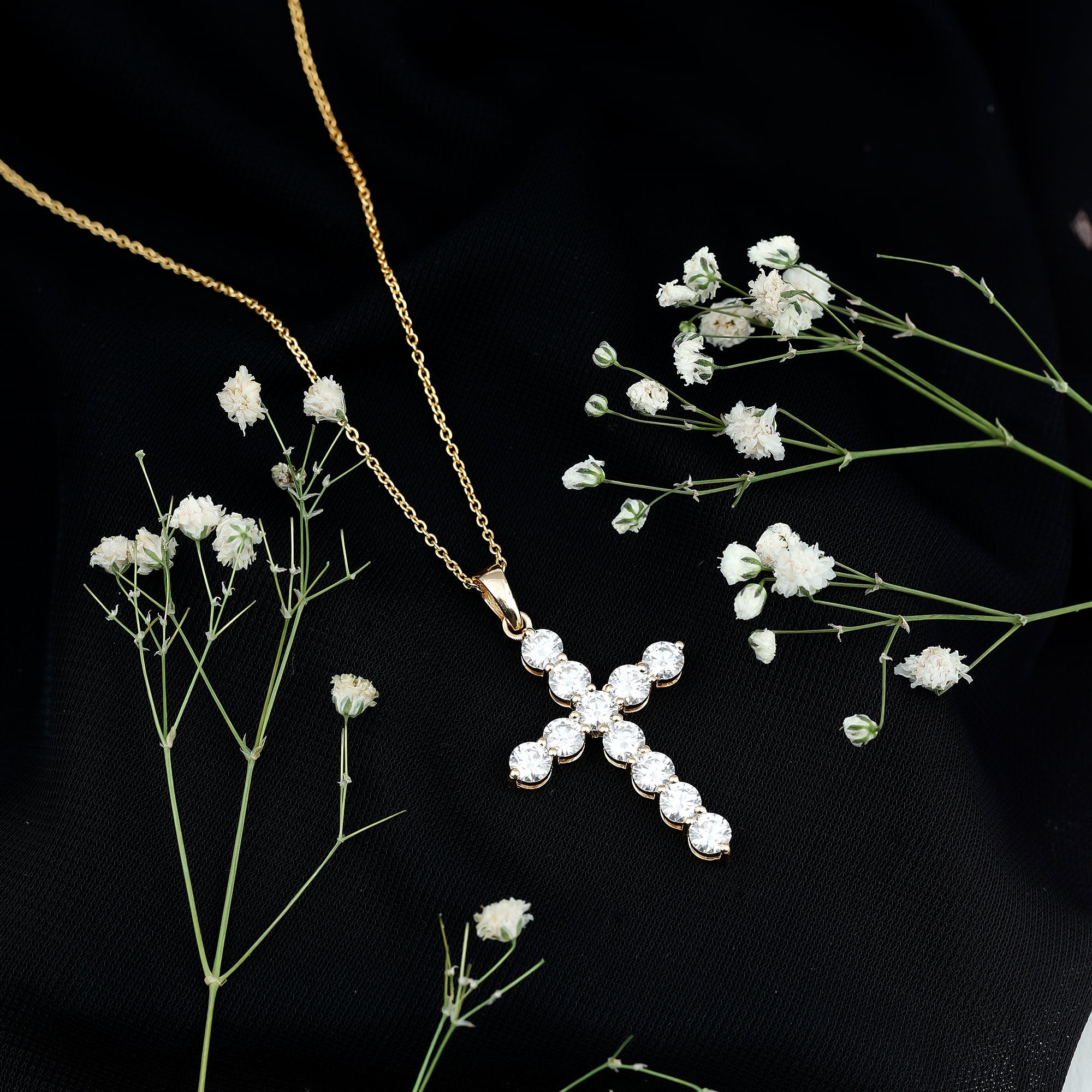 Certified Zircon Simple Cross Pendant Necklace AAAAA - Rosec Jewels