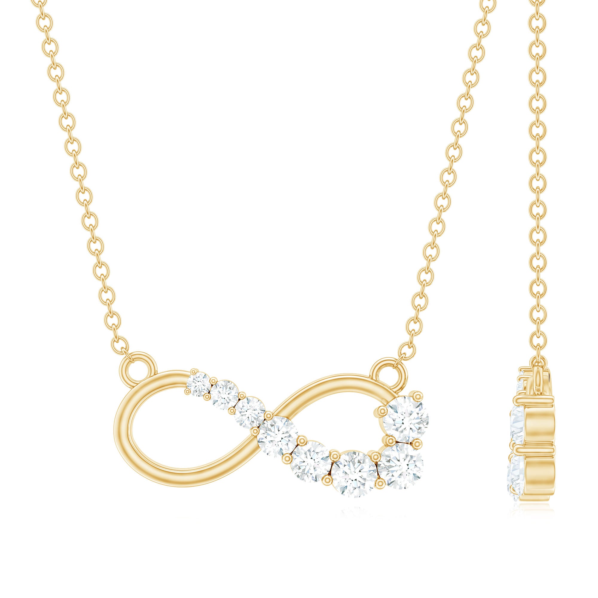 Certified Moissanite Infinity Necklace D-VS1 - Rosec Jewels