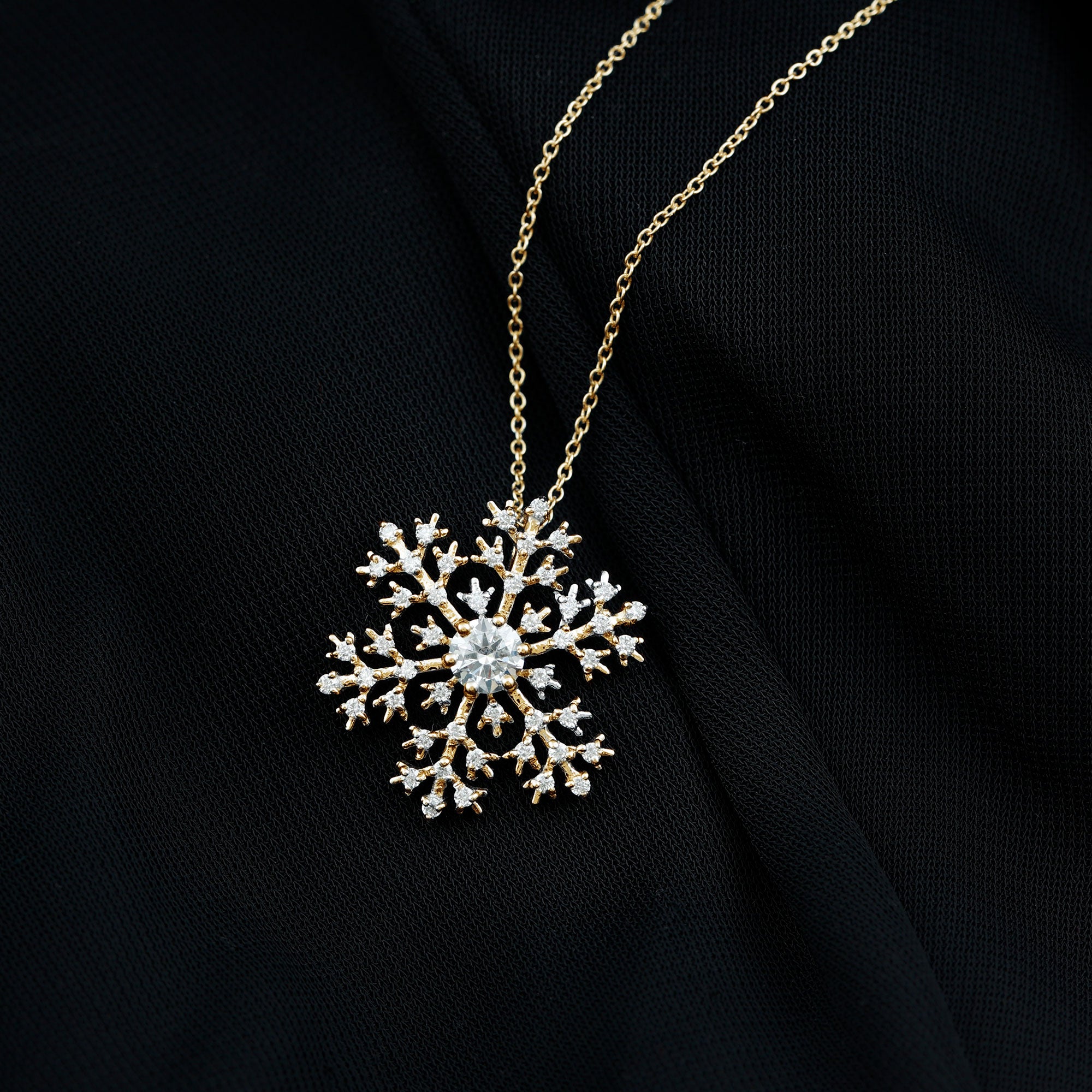 Certified Moissanite Snowflake Pendant Necklace With Chain D-VS1 - Rosec Jewels