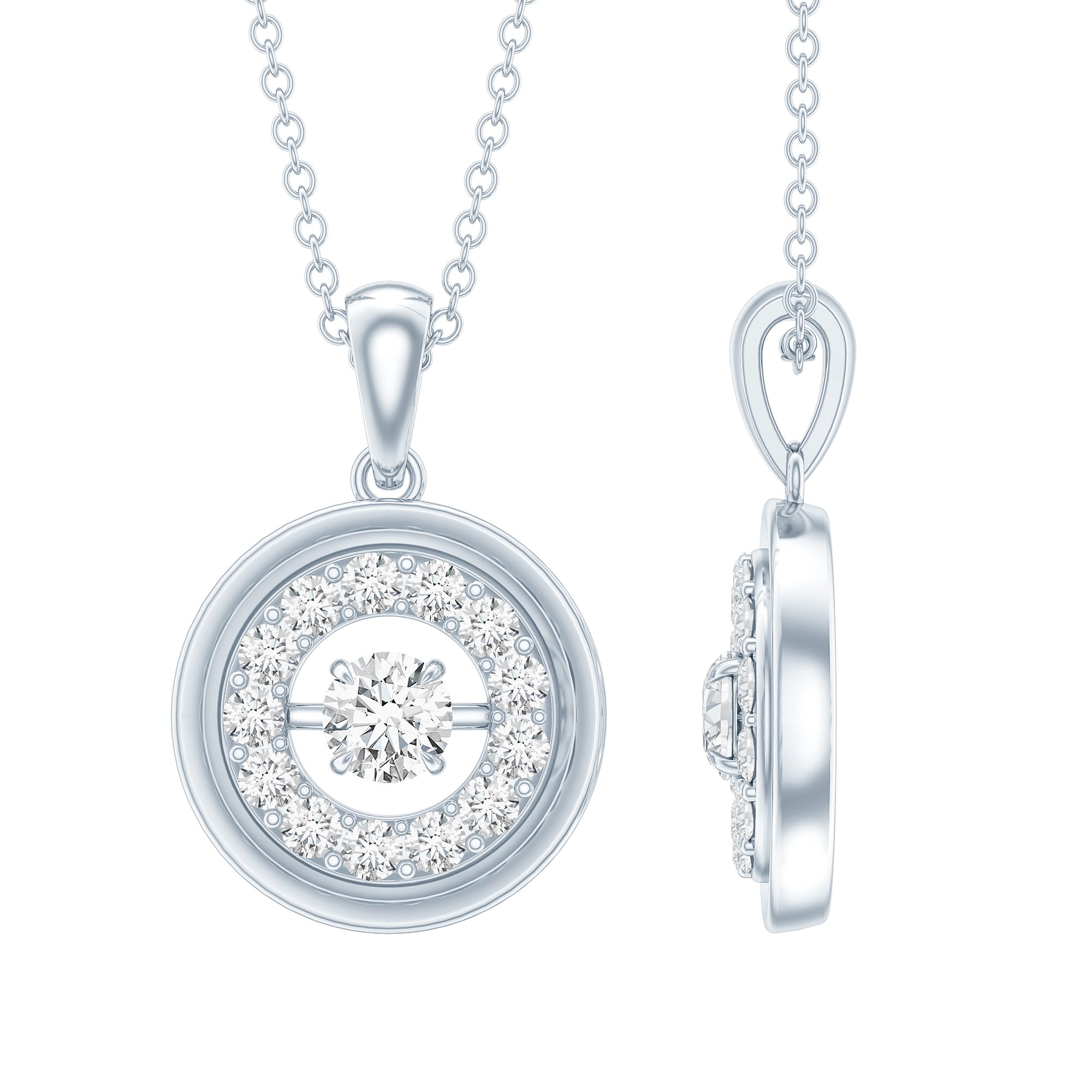 Certified Moissanite Classic Halo Pendant D-VS1 - Rosec Jewels