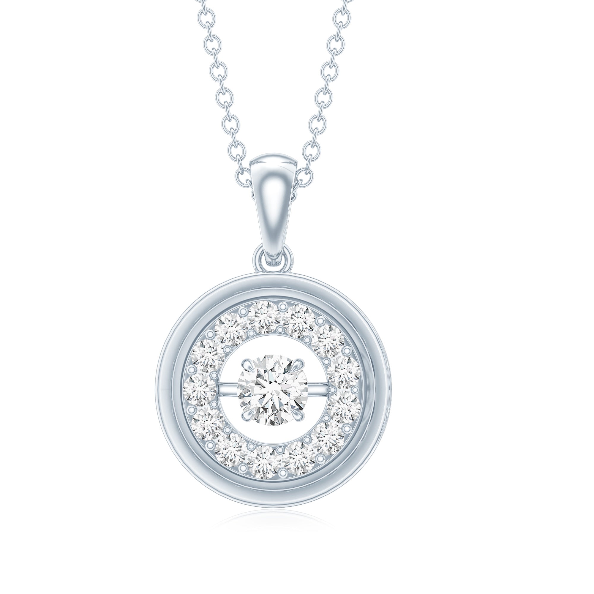 Certified Moissanite Classic Halo Pendant D-VS1 - Rosec Jewels