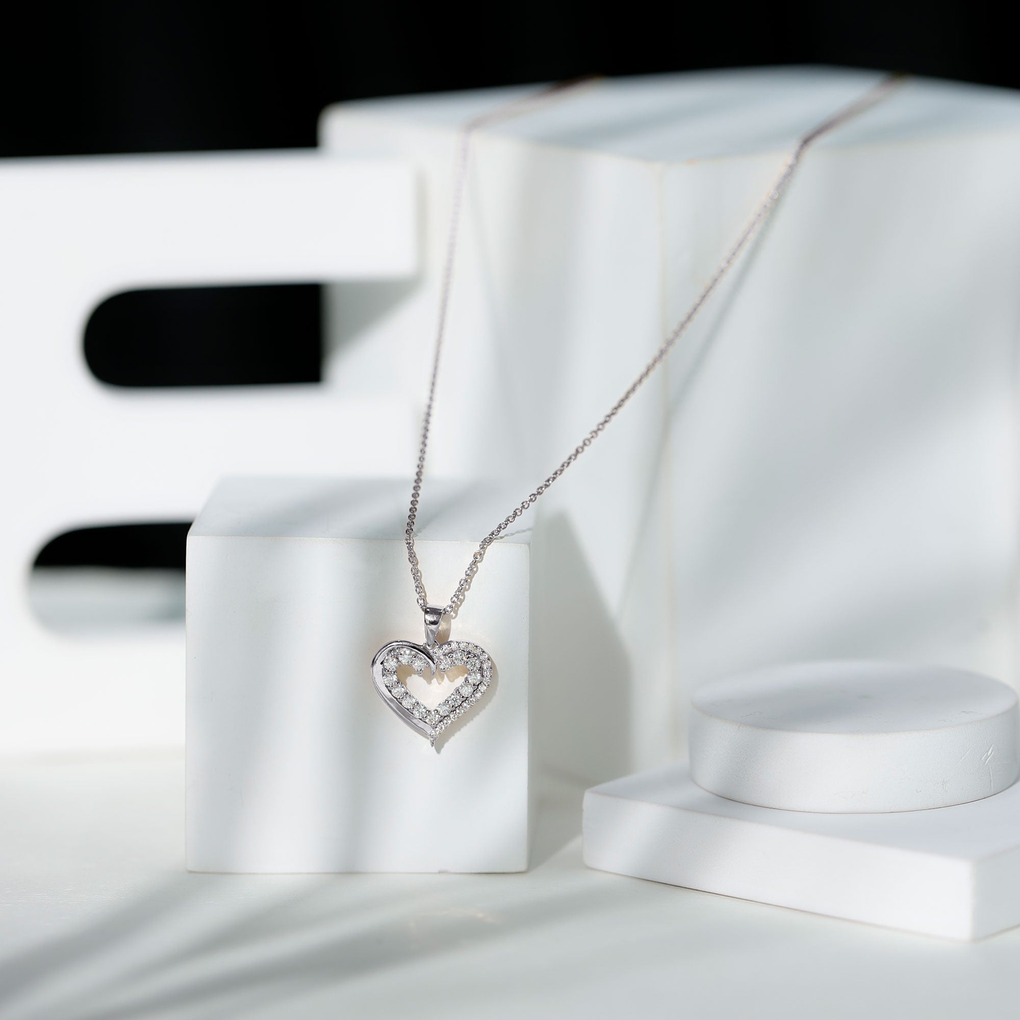 1 Carat Certified Moissanite Open Heart Pendant D-VS1 - Rosec Jewels