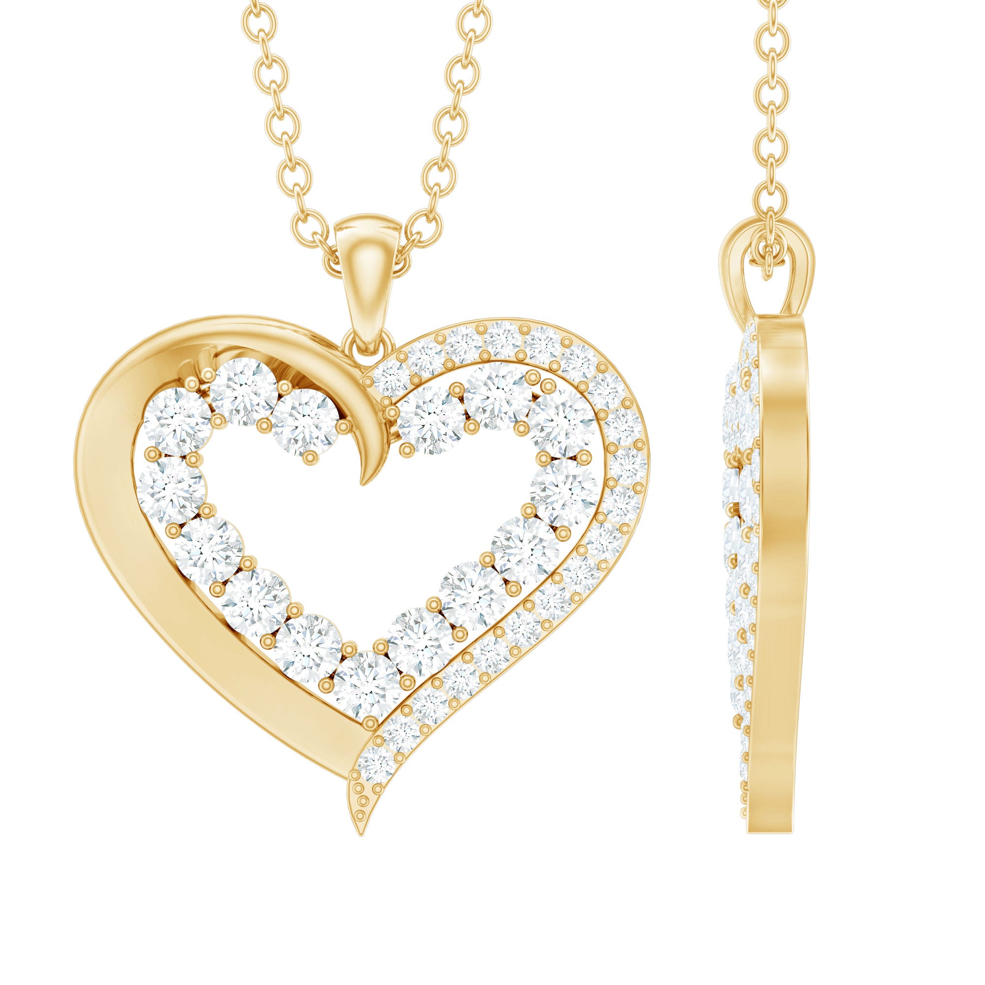 1 Carat Certified Moissanite Open Heart Pendant D-VS1 - Rosec Jewels