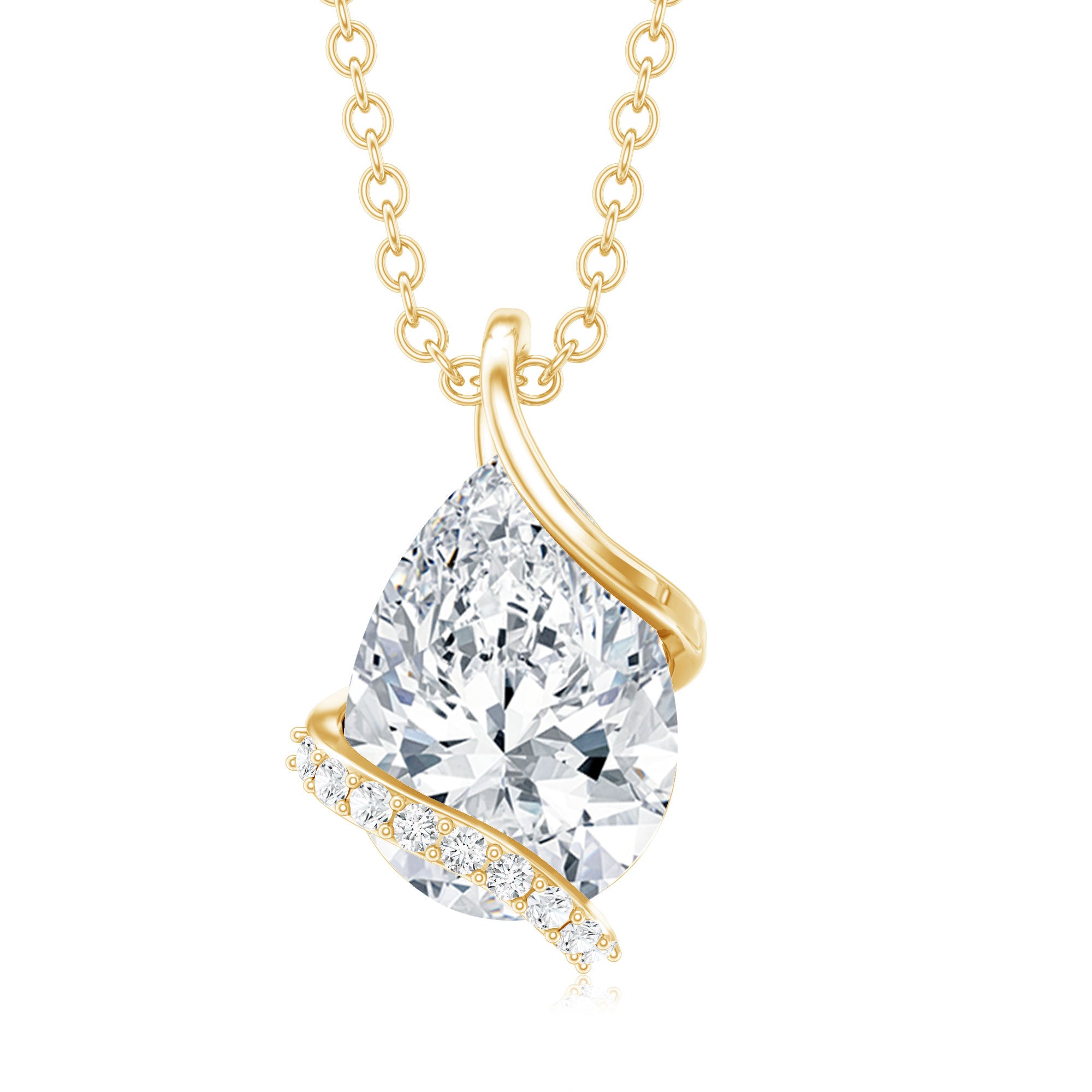 2.2 Carat Certified Moissanite Designer Teardrop Pendant D-VS1 - Rosec Jewels