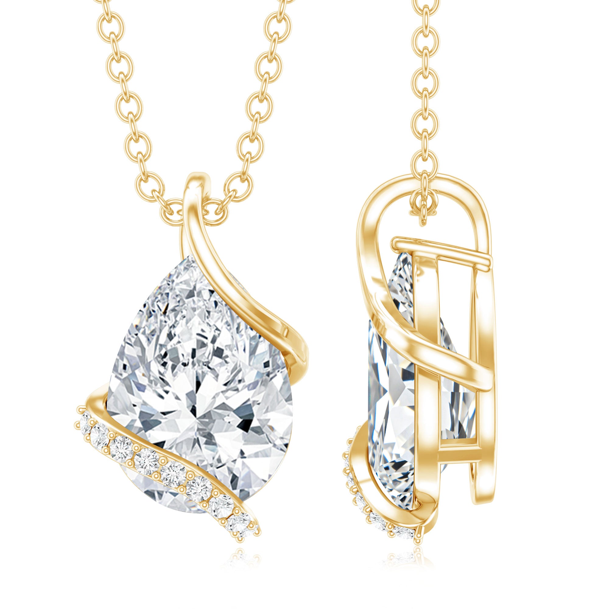 2.2 Carat Certified Moissanite Designer Teardrop Pendant D-VS1 - Rosec Jewels