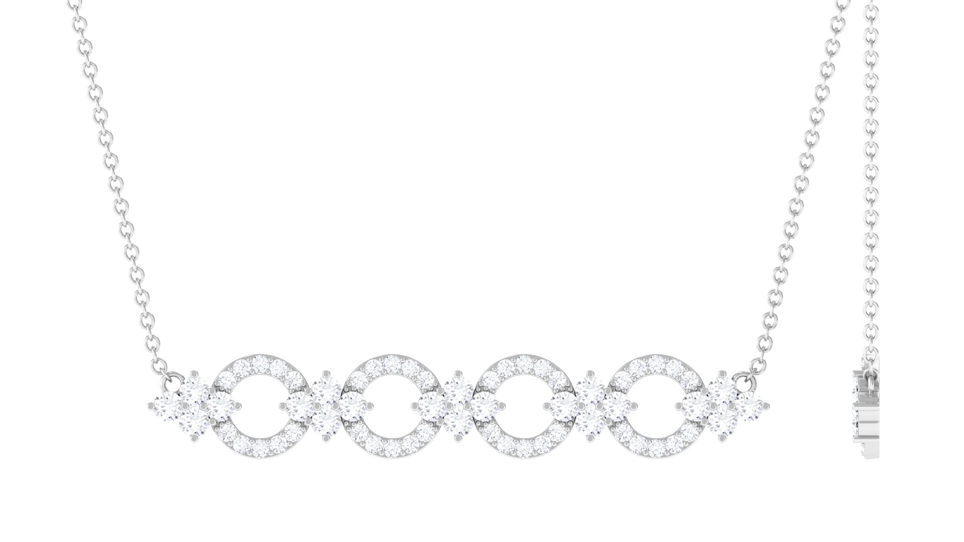 Certified Cubic Zirconia Bar Necklace for Women