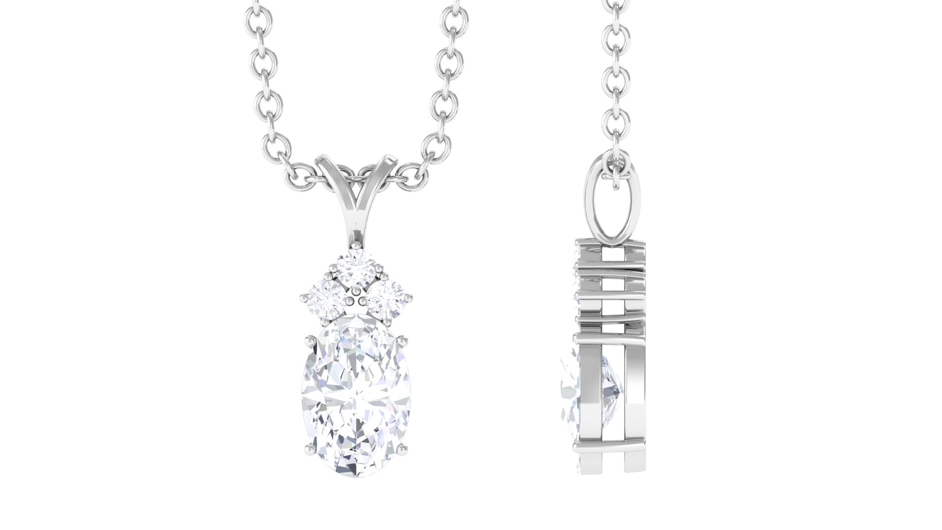 Certified 4X6 MM Cubic Zirconia Minimal Necklace