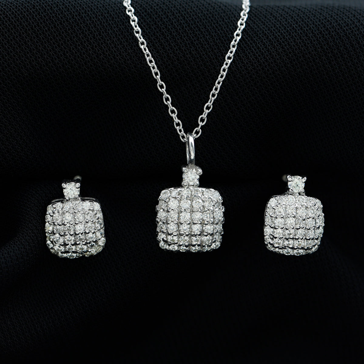 Round Moissanite Matching Necklace and Earrings Set D-VS1 - Rosec Jewels