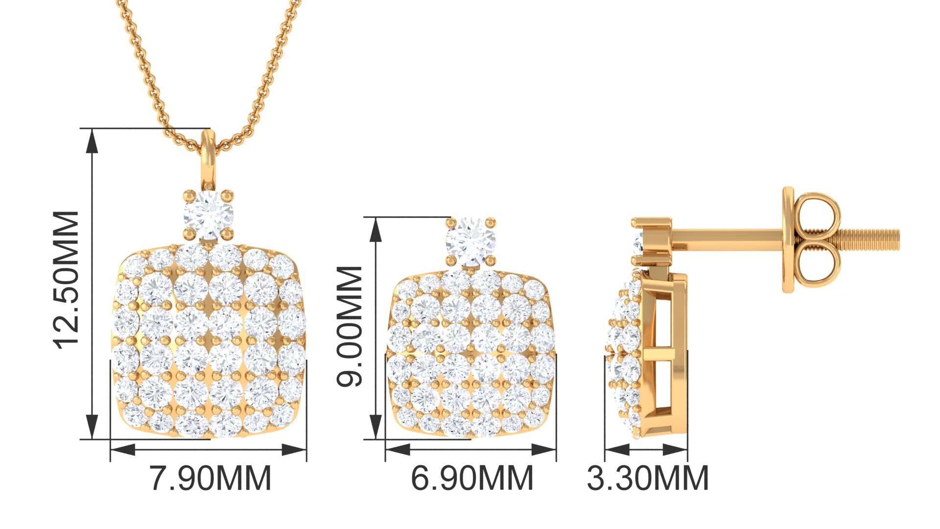 Round Moissanite Matching Necklace and Earrings Set D-VS1 - Rosec Jewels