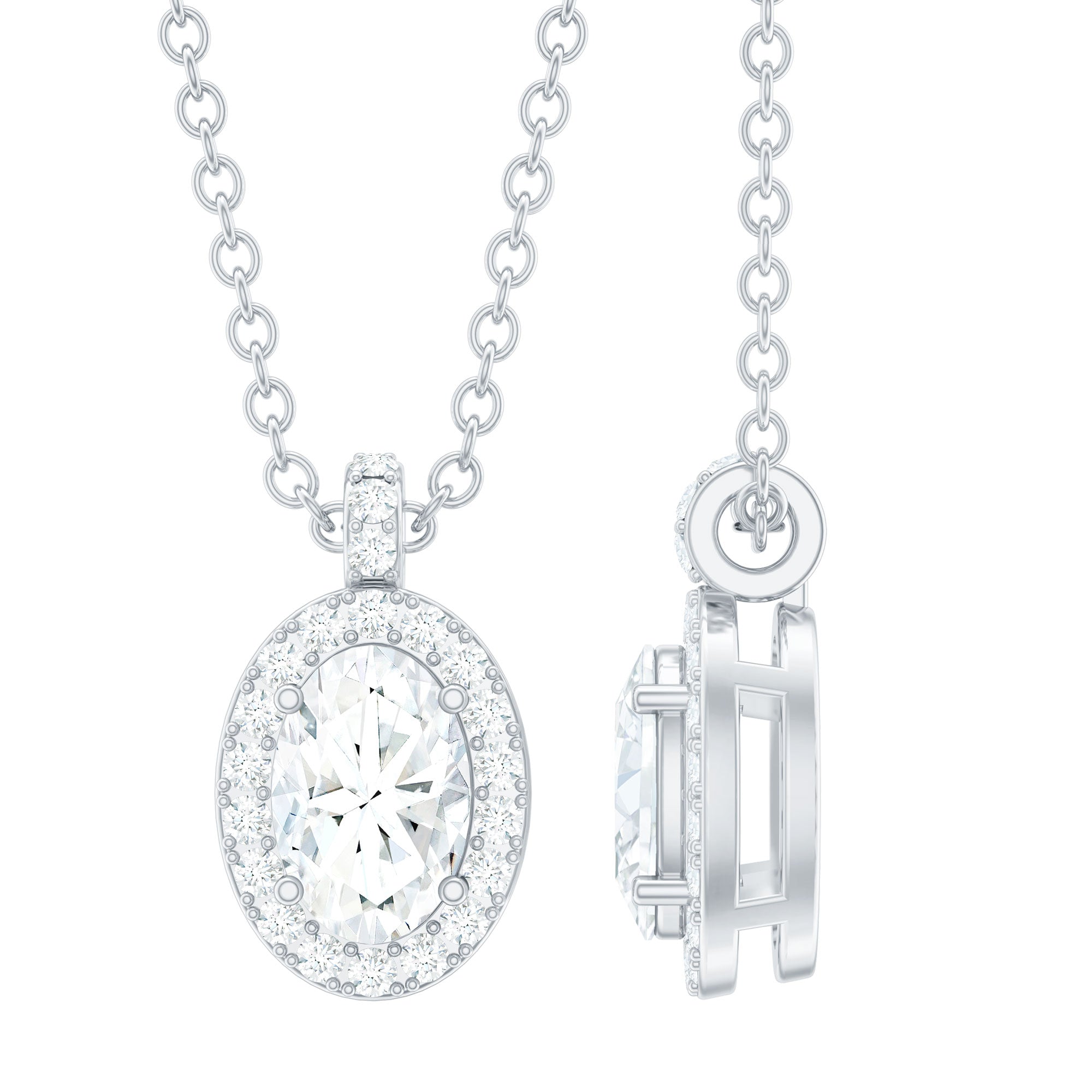 4X6 MM Oval Moissanite Bridal Pendant Necklace