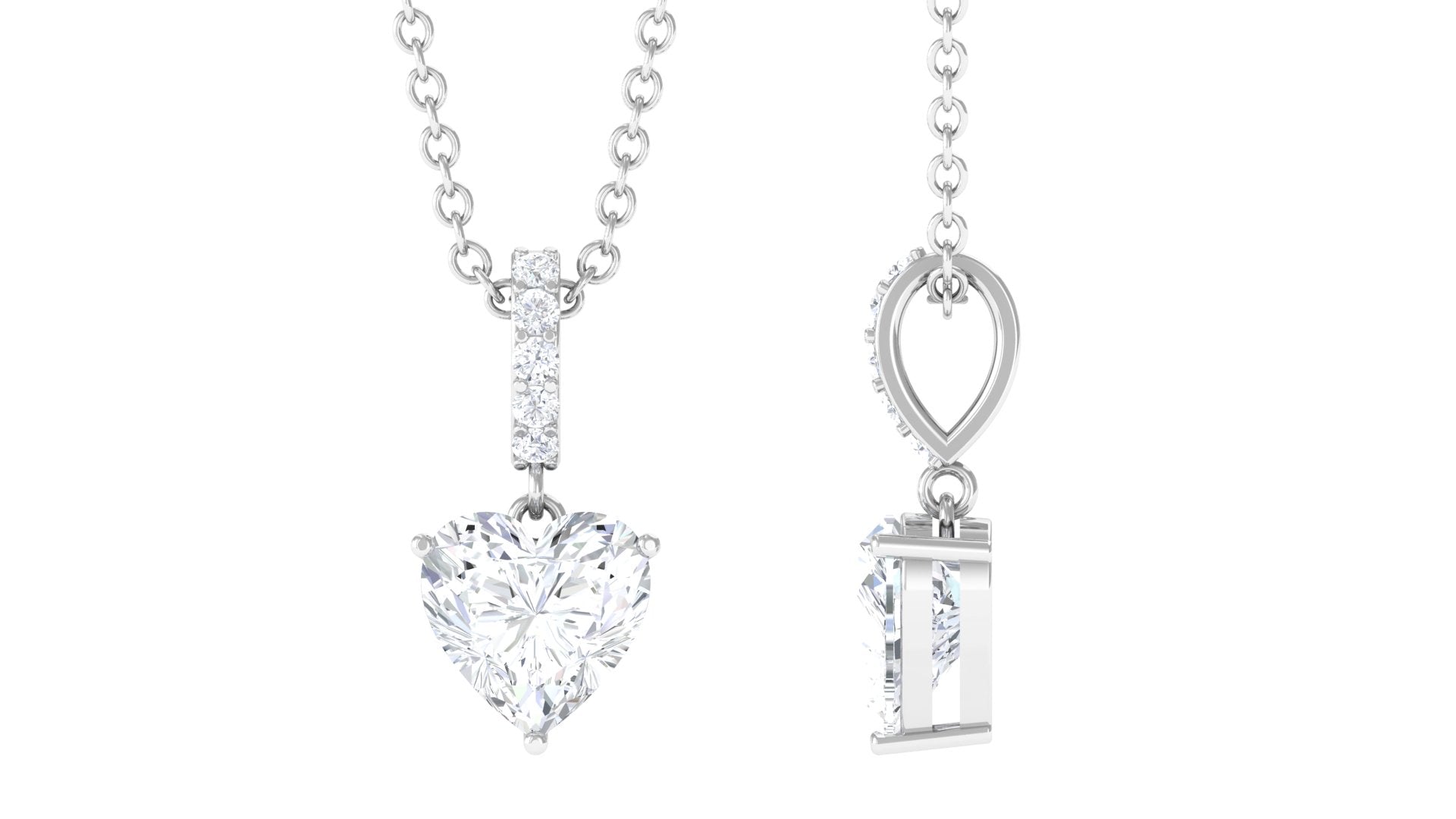 Certified 7 MM Heart Shaped Moissanite Solitaire Necklace