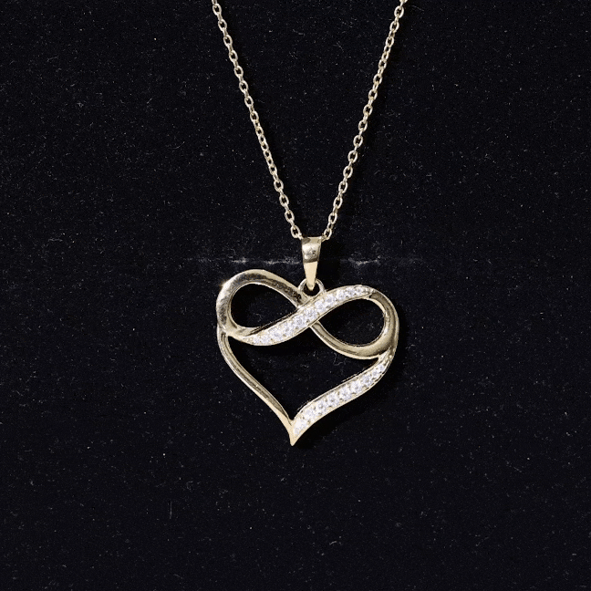 Certified Moissanite Infinity Heart Pendant Necklace D-VS1 - Rosec Jewels
