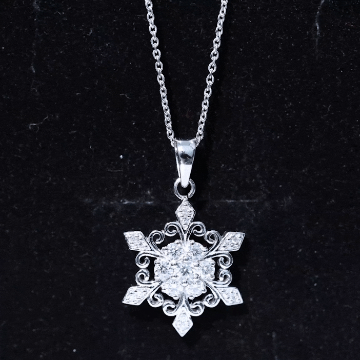 Vintage Inspired Moissanite Snowflake Pendant Necklace D-VS1 - Rosec Jewels