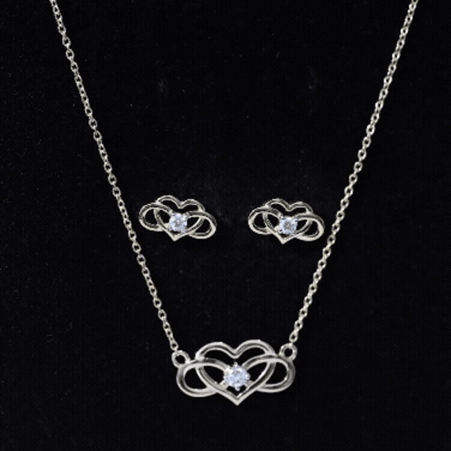 Round Cut Diamond Infinity Heart Jewelry Set Natural - ( HI-SI ) - Rosec Jewels