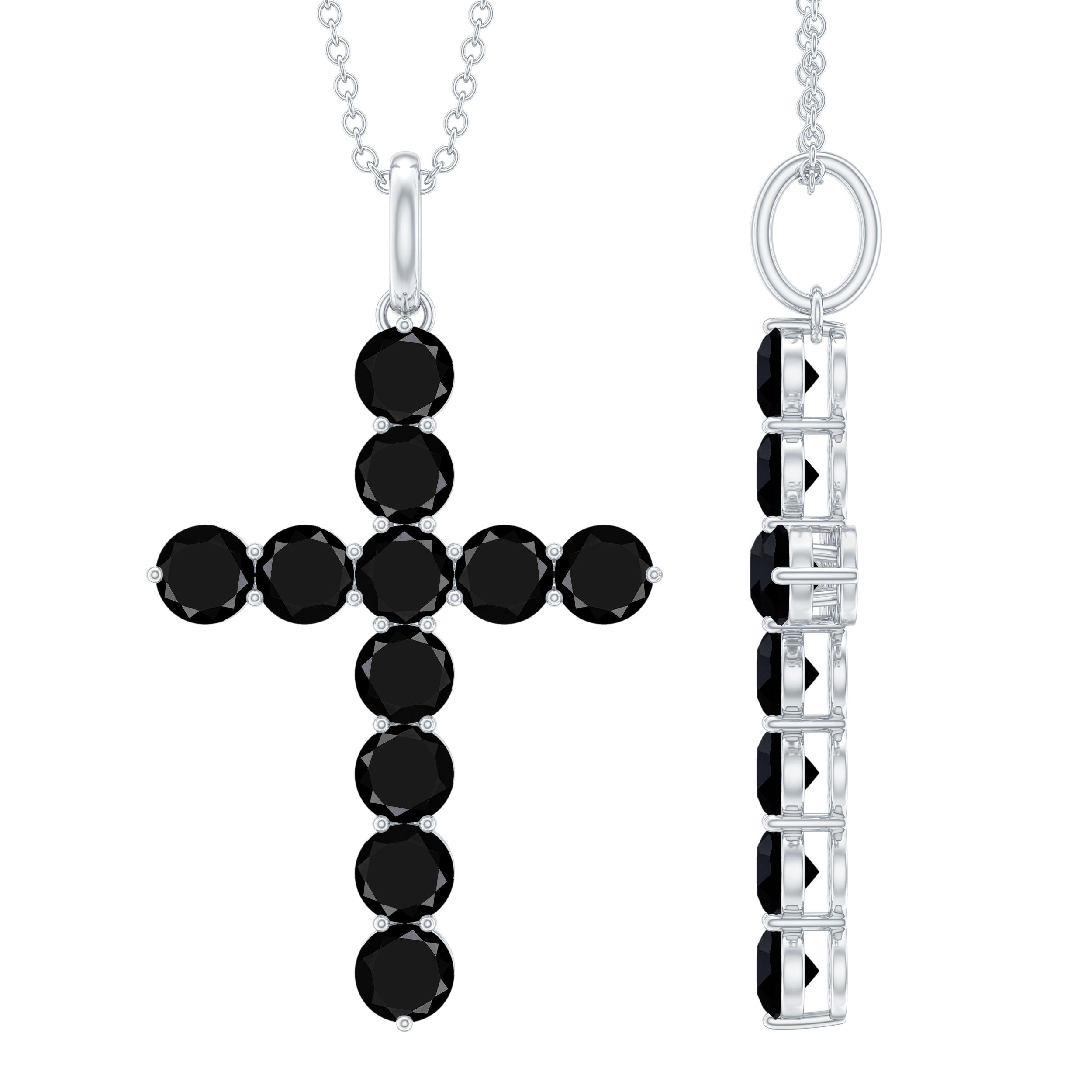 Pendentif Sainte Croix Onyx Noir Simple 2,50 CT