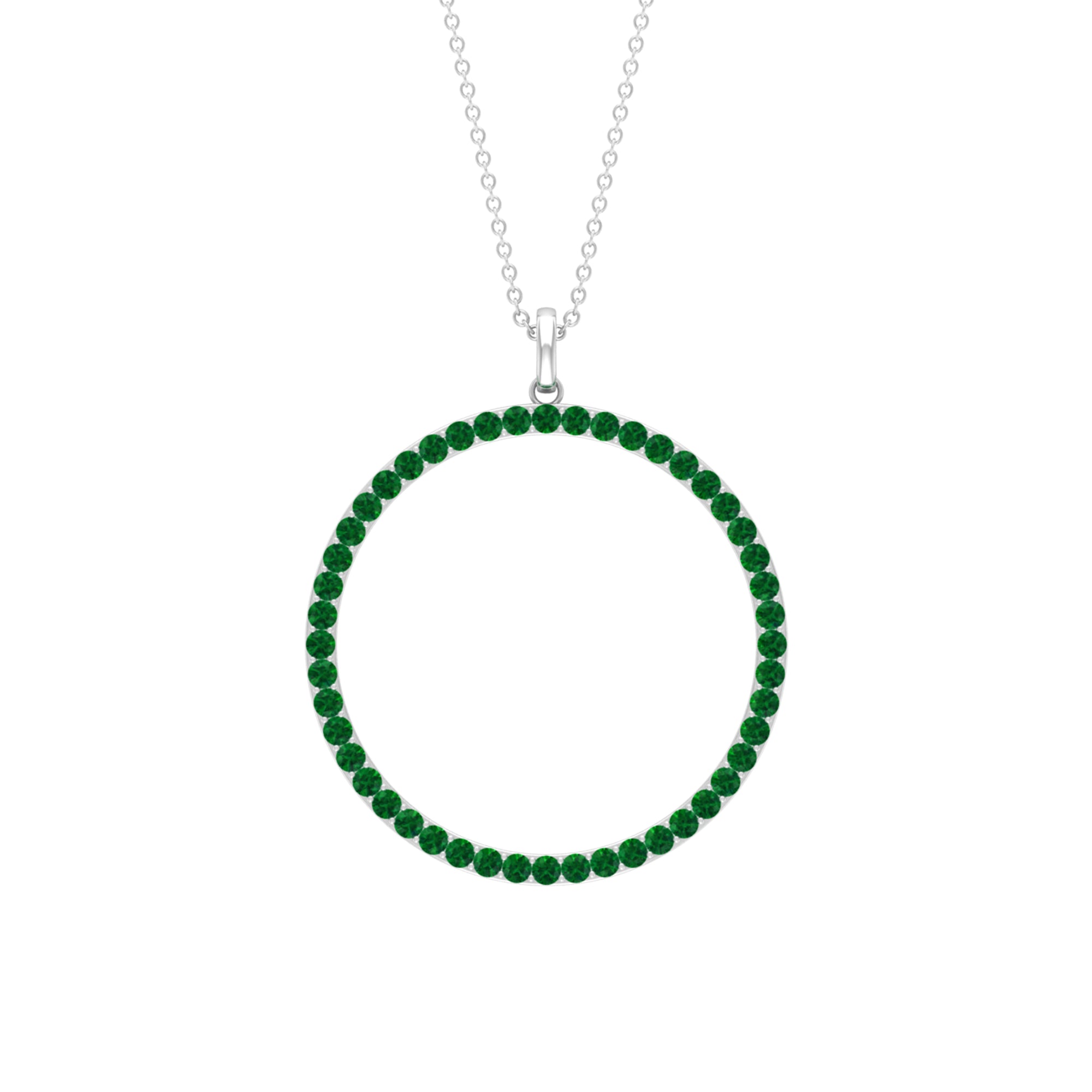 Emerald Eternity Pendant in Pave Setting