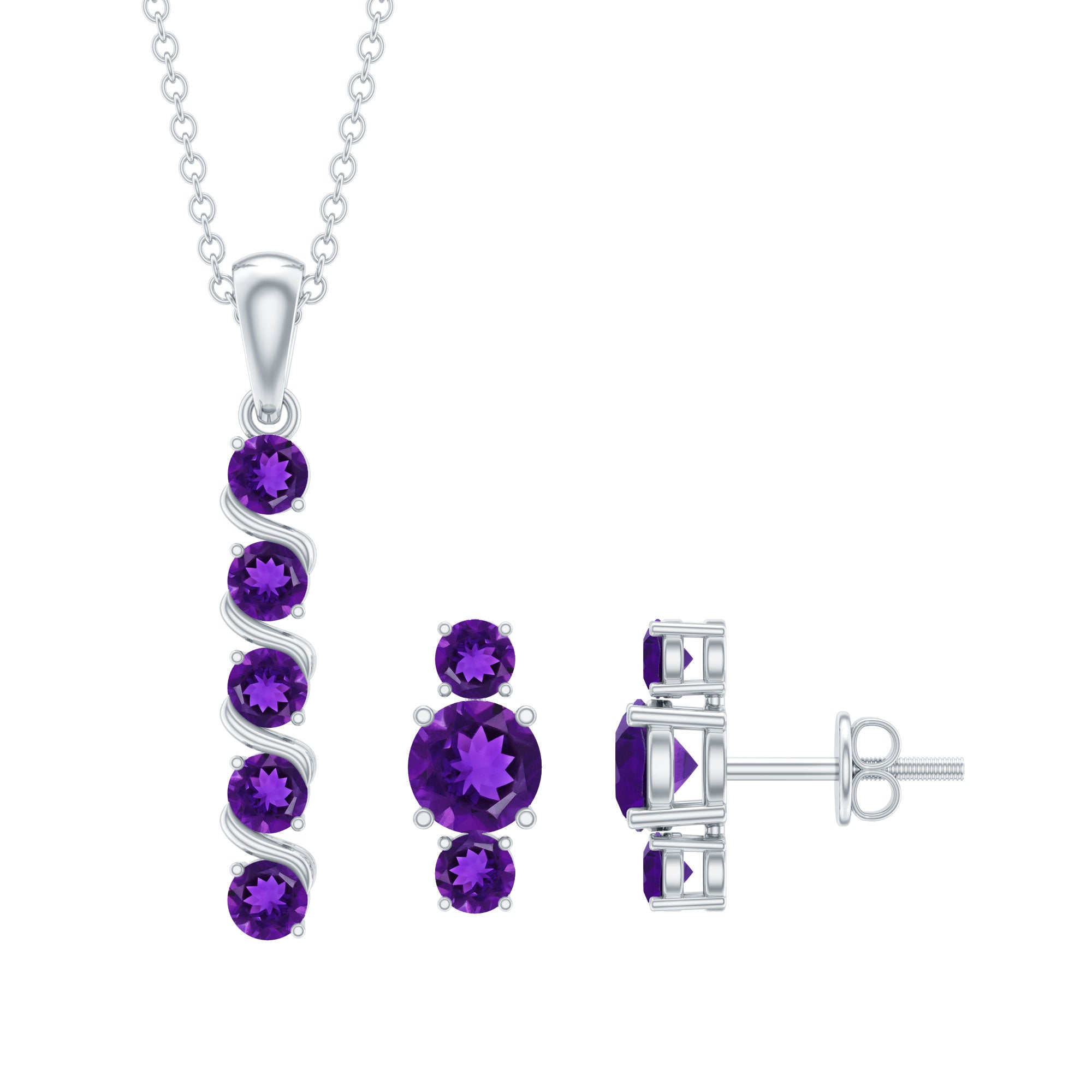 Ensemble collier et boucles d'oreilles en améthyste 1,75 ct