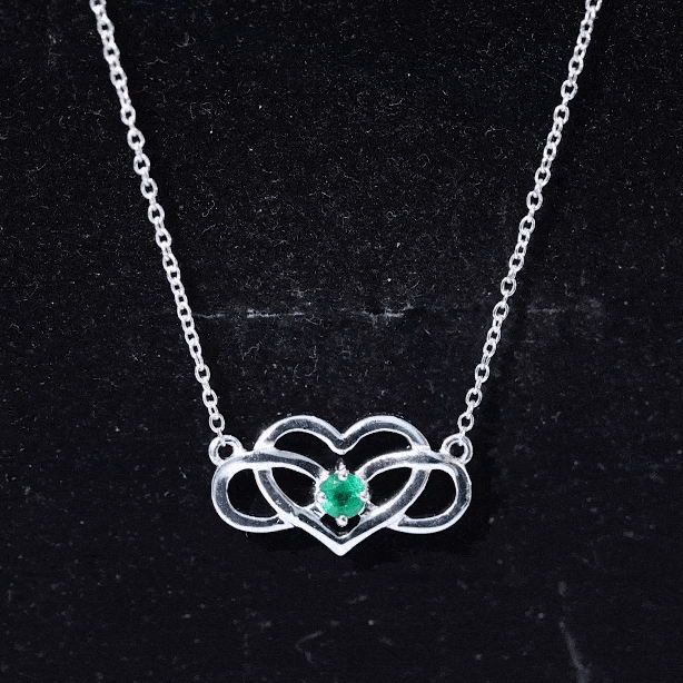 Emerald Heart and Infinity Chain Necklace for Women AAA - Rosec Jewels