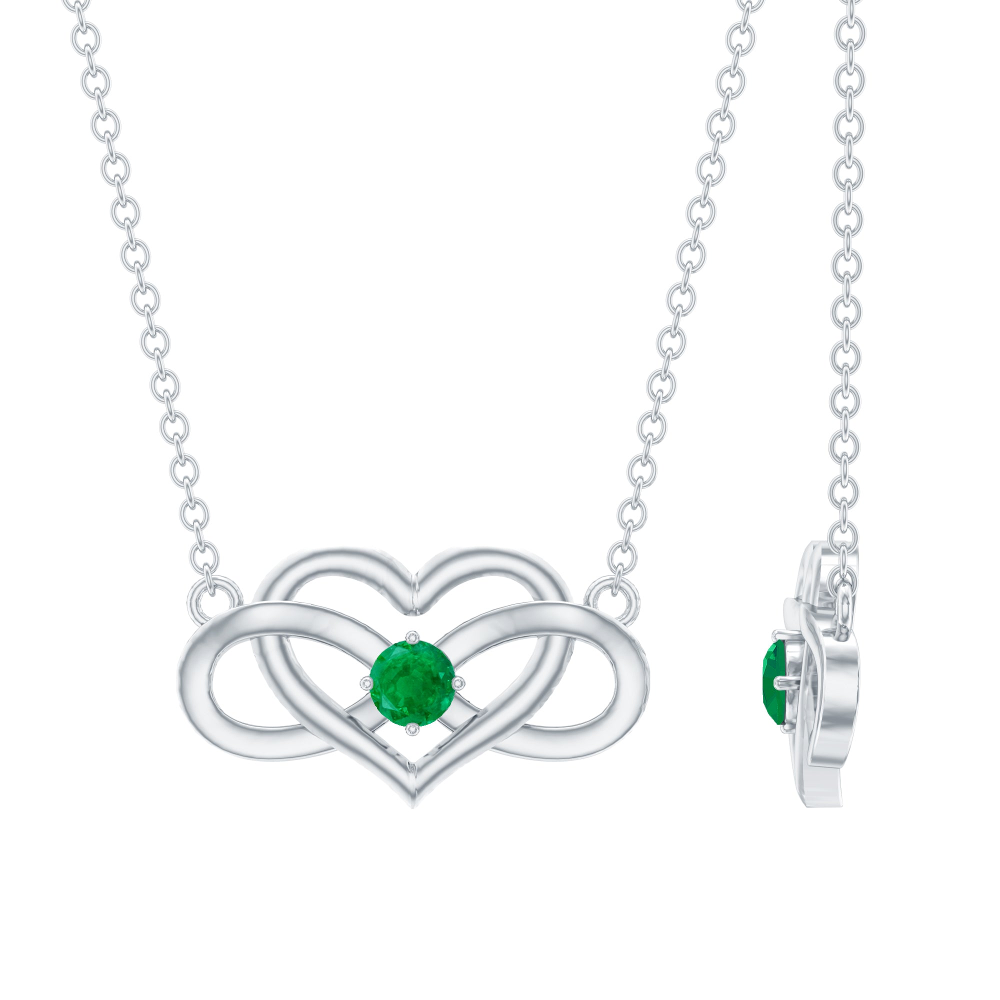 Emerald Heart and Infinity Chain Necklace for Women