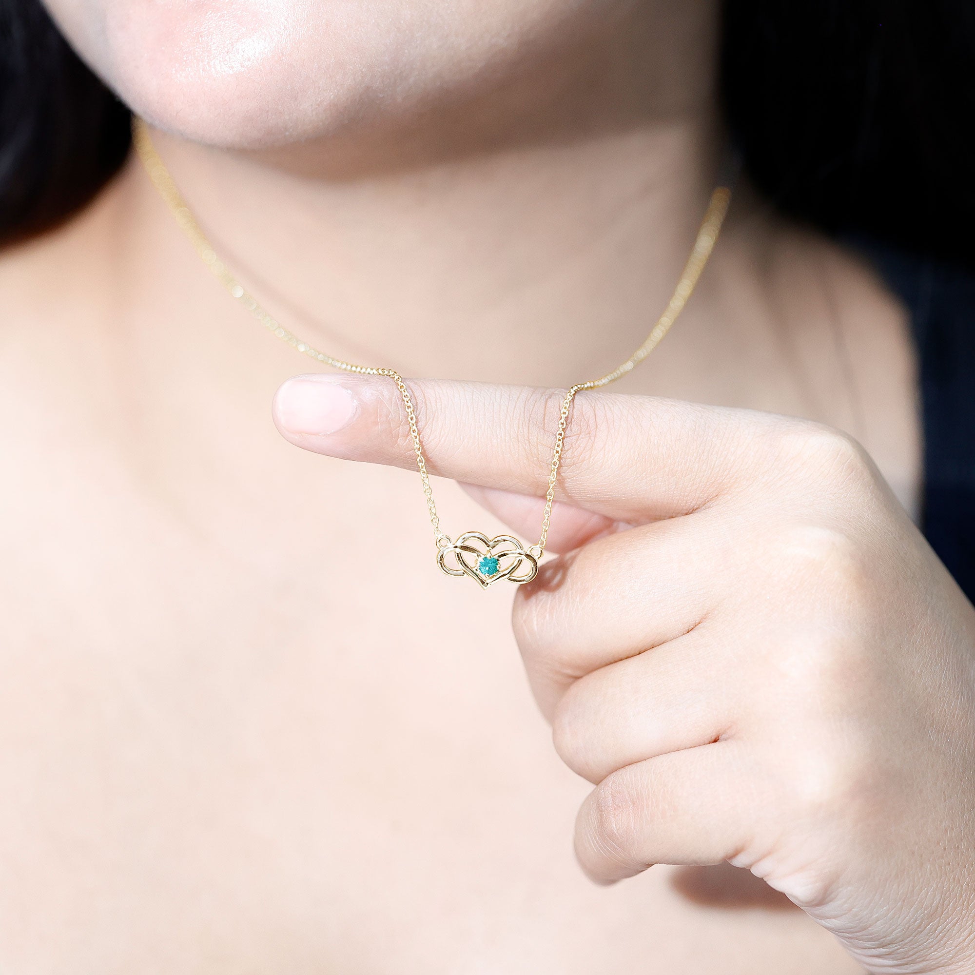 Emerald Heart and Infinity Chain Necklace for Women AAA - Rosec Jewels