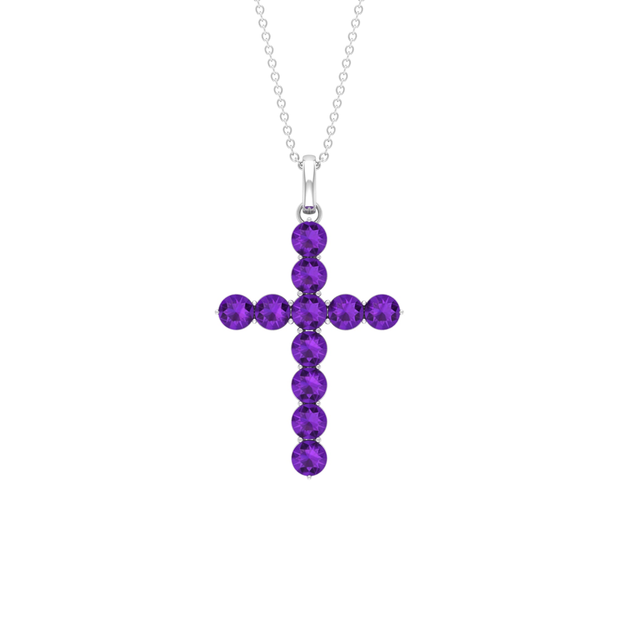 Simple Amethyst Holy Cross Pendant Necklace