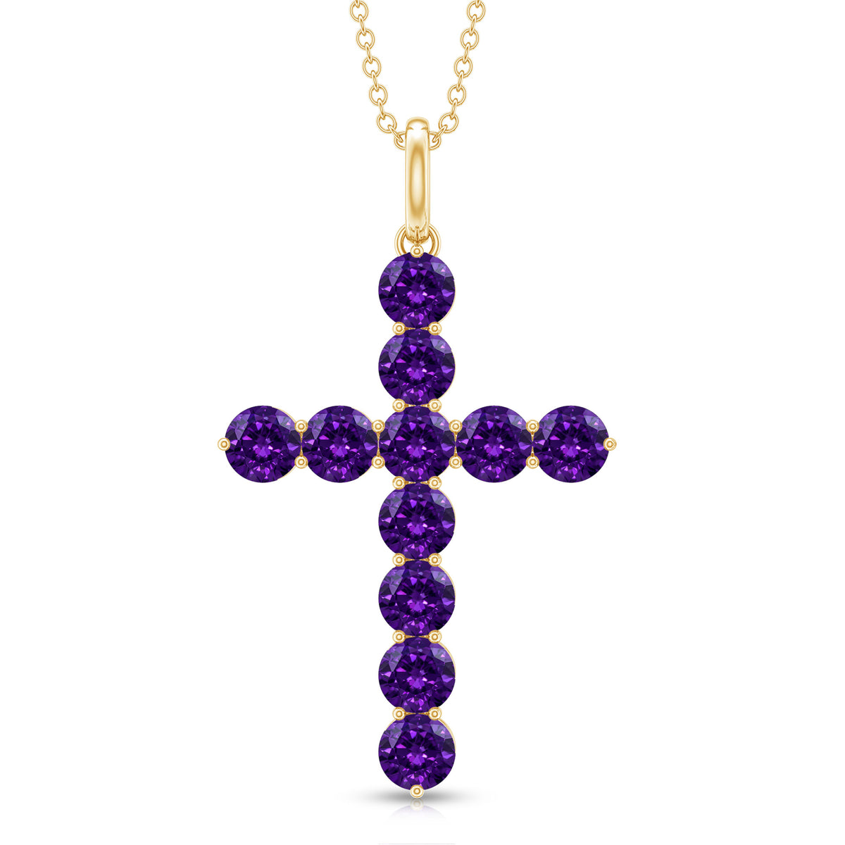 Natural Amethyst Cross Pendant Necklace with Chain AAA - Rosec Jewels