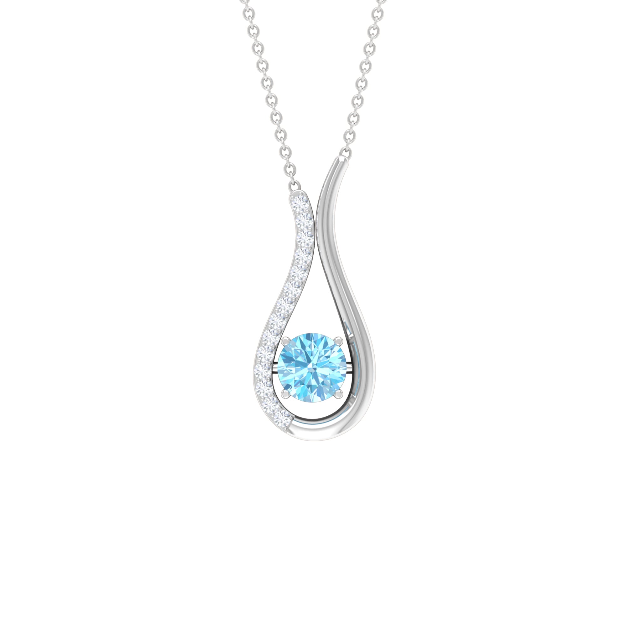 Collier pendentif en forme de larme d'aigue-marine et de diamant de 1,25 ct