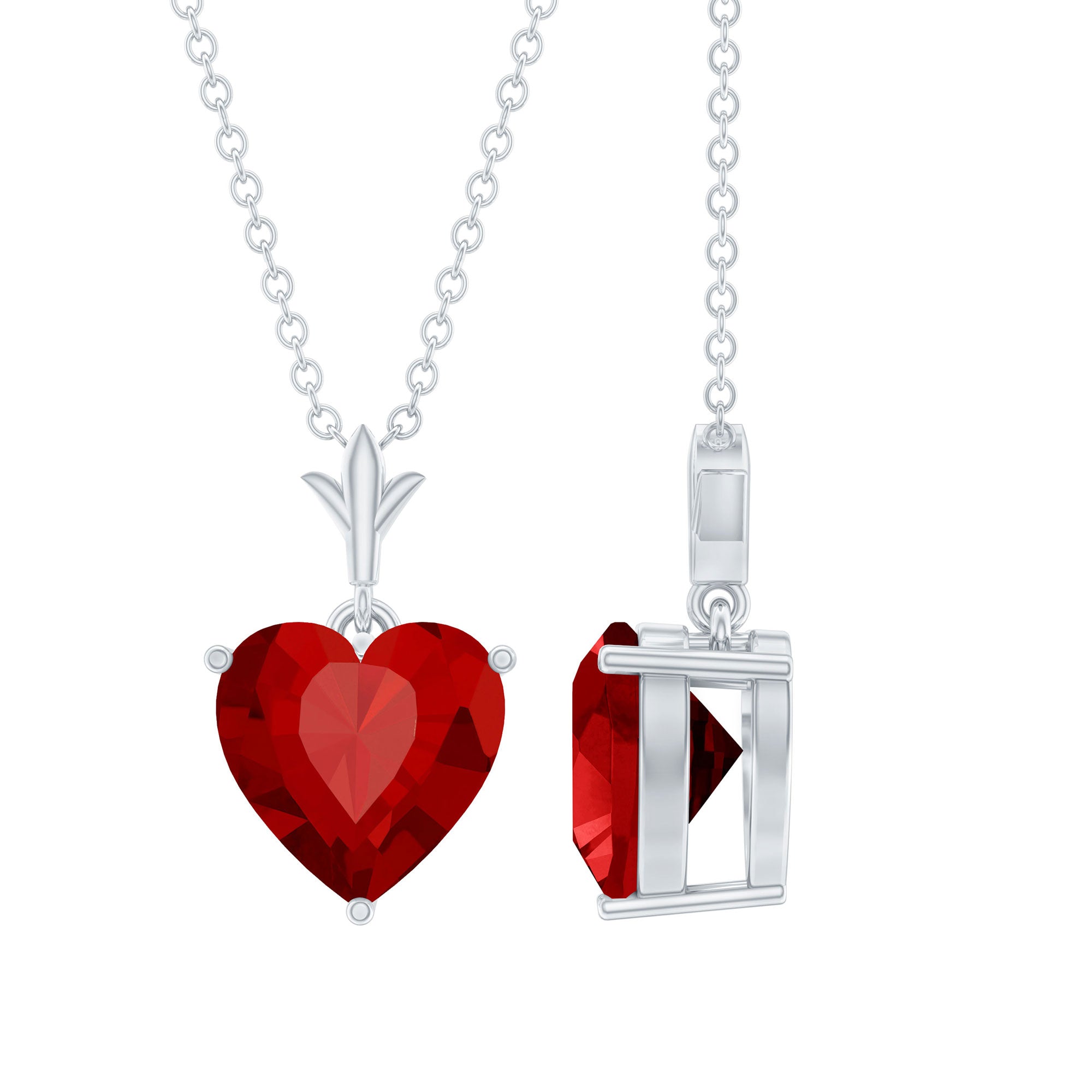 2 CT Heart Shape Lab Created Ruby Solitaire Necklace