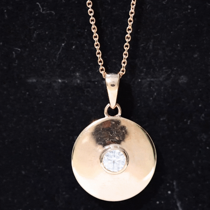 Certified Round Moissanite Disc Necklace in Bezel Setting D-VS1 - Rosec Jewels