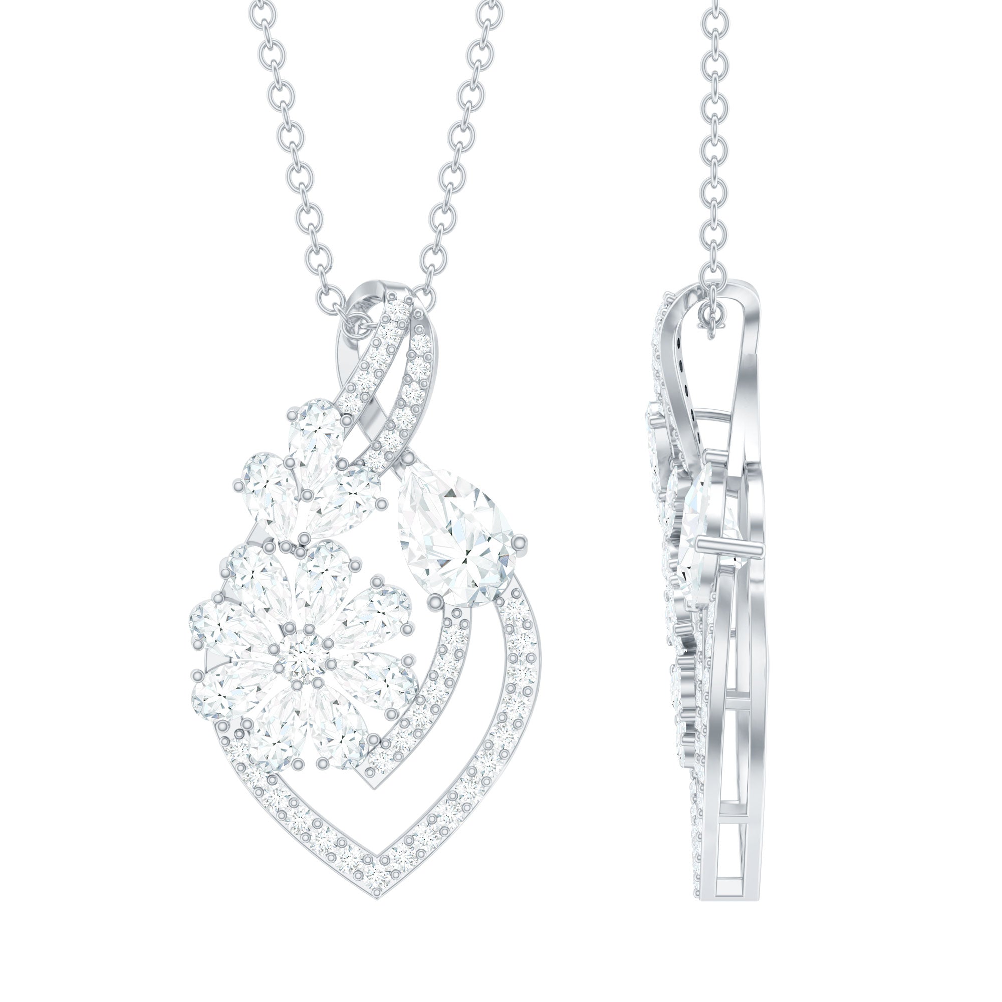 Certified Moissanite Designer Infinity Necklace With Chain D-VS1 - Rosec Jewels