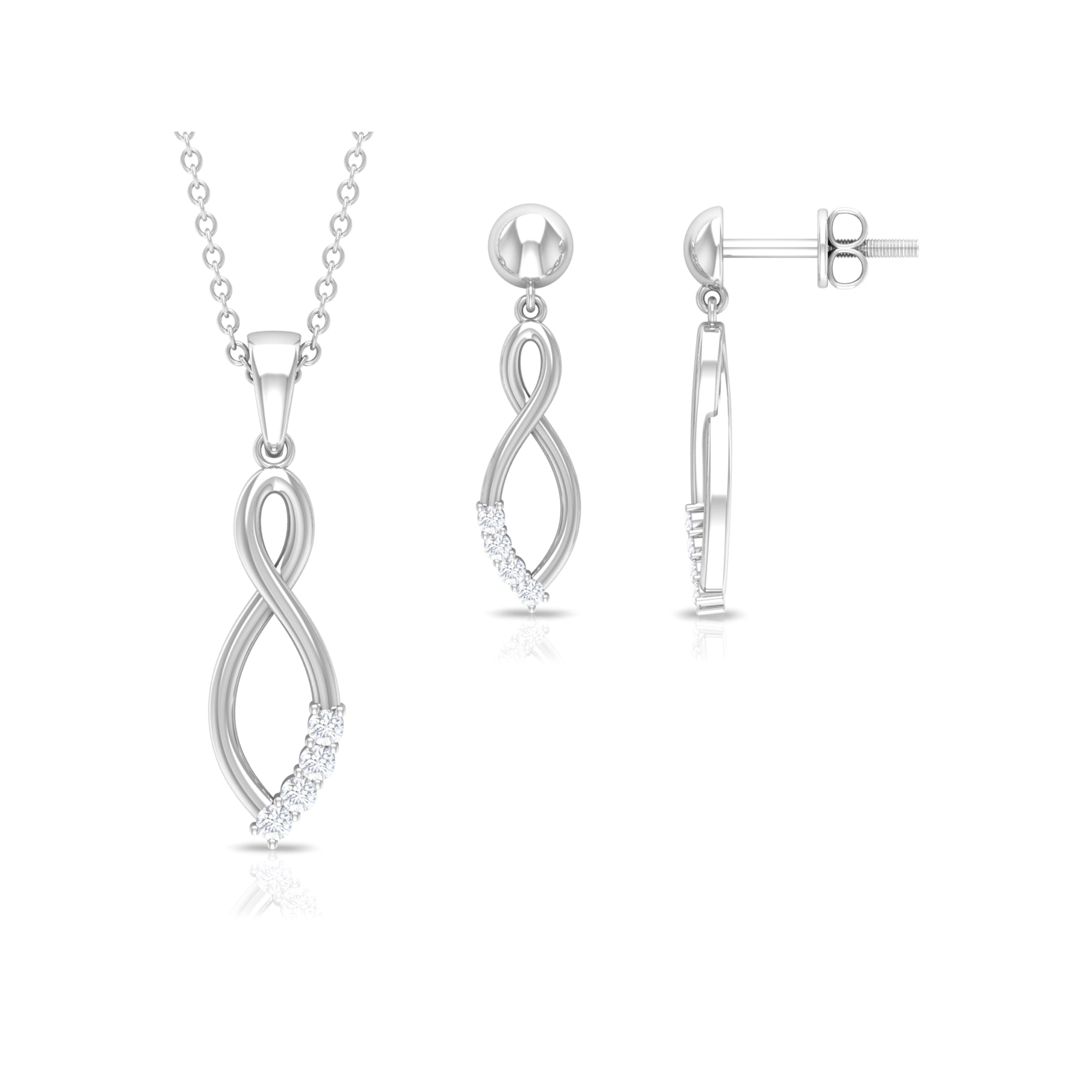 Diamond Infinity Jewelry Set for Women Natural - ( HI-SI ) - Rosec Jewels
