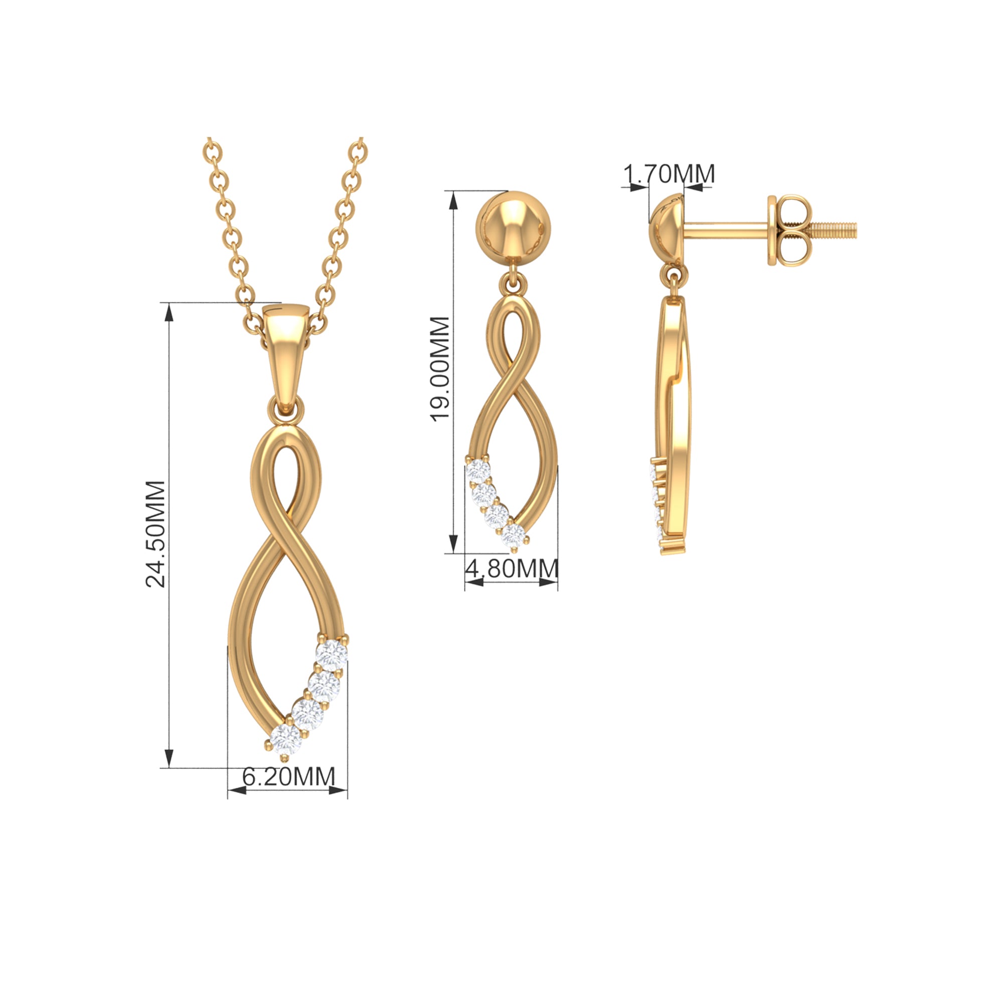Diamond Infinity Jewelry Set for Women Natural - ( HI-SI ) - Rosec Jewels