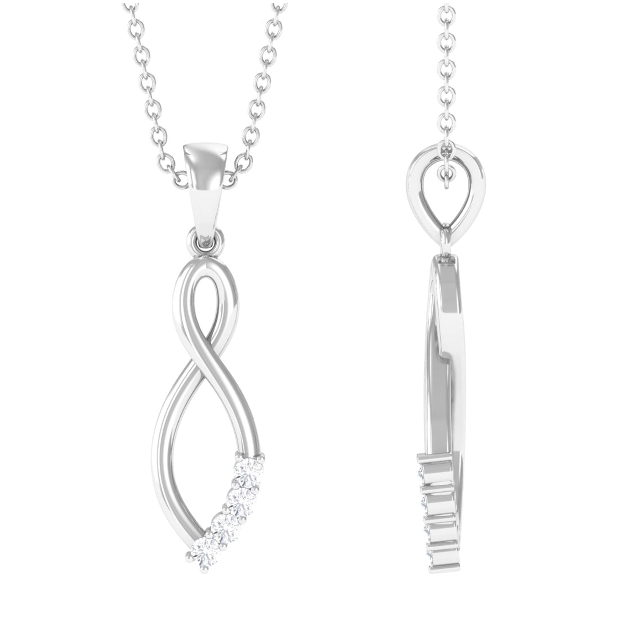 Natural Diamond Gold Infinity Pendant Necklace