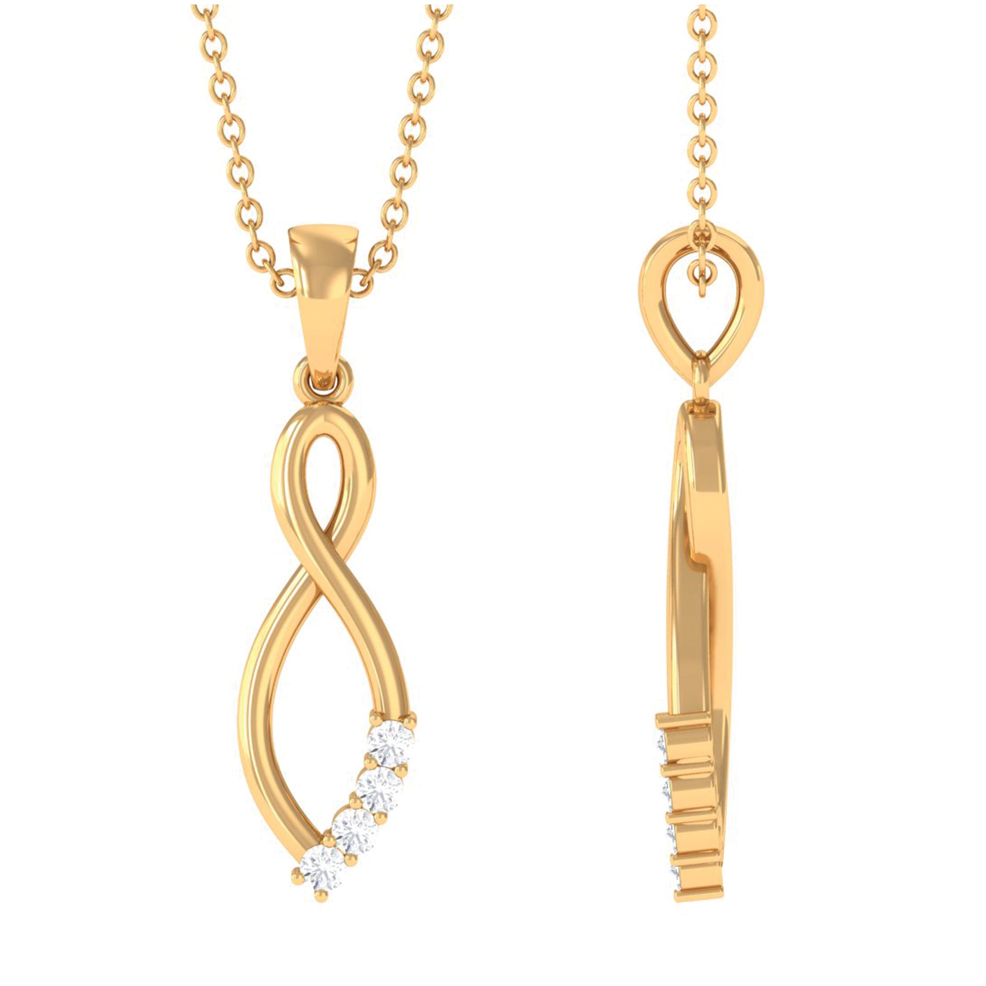 Natural Diamond Infinity Pendant Necklace for Women Natural - ( HI-SI ) - Rosec Jewels