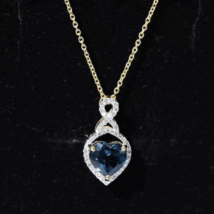 2 Carat Heart Shape London Blue Topaz Infinity Necklace with Diamond AAA - Rosec Jewels