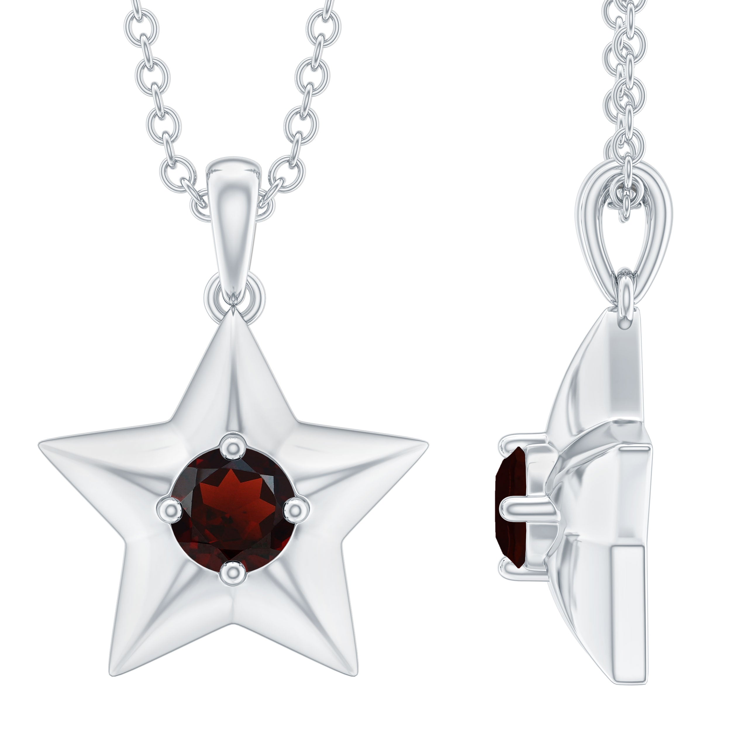 1/4 CT Garnet and Gold Star Pendant