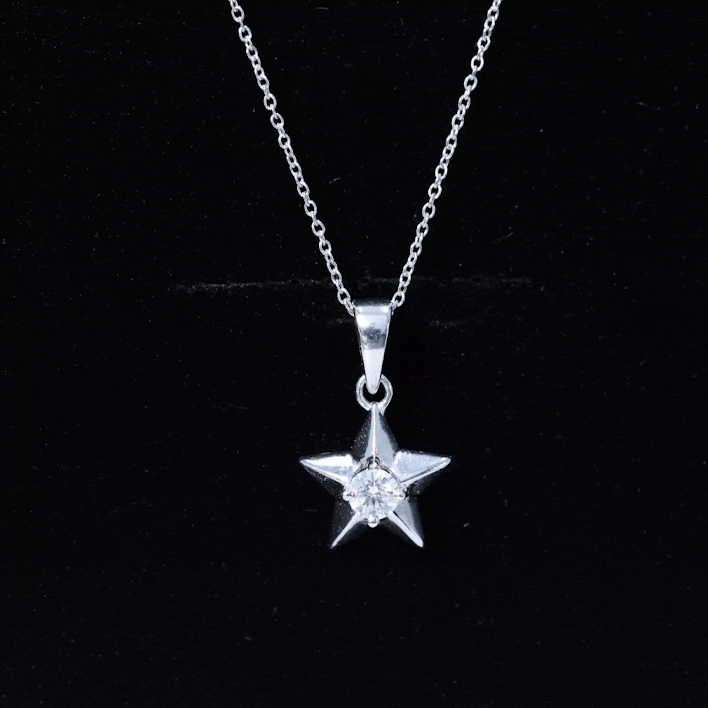Certified Moissanite Star Pendant Necklace with Chain D-VS1 - Rosec Jewels