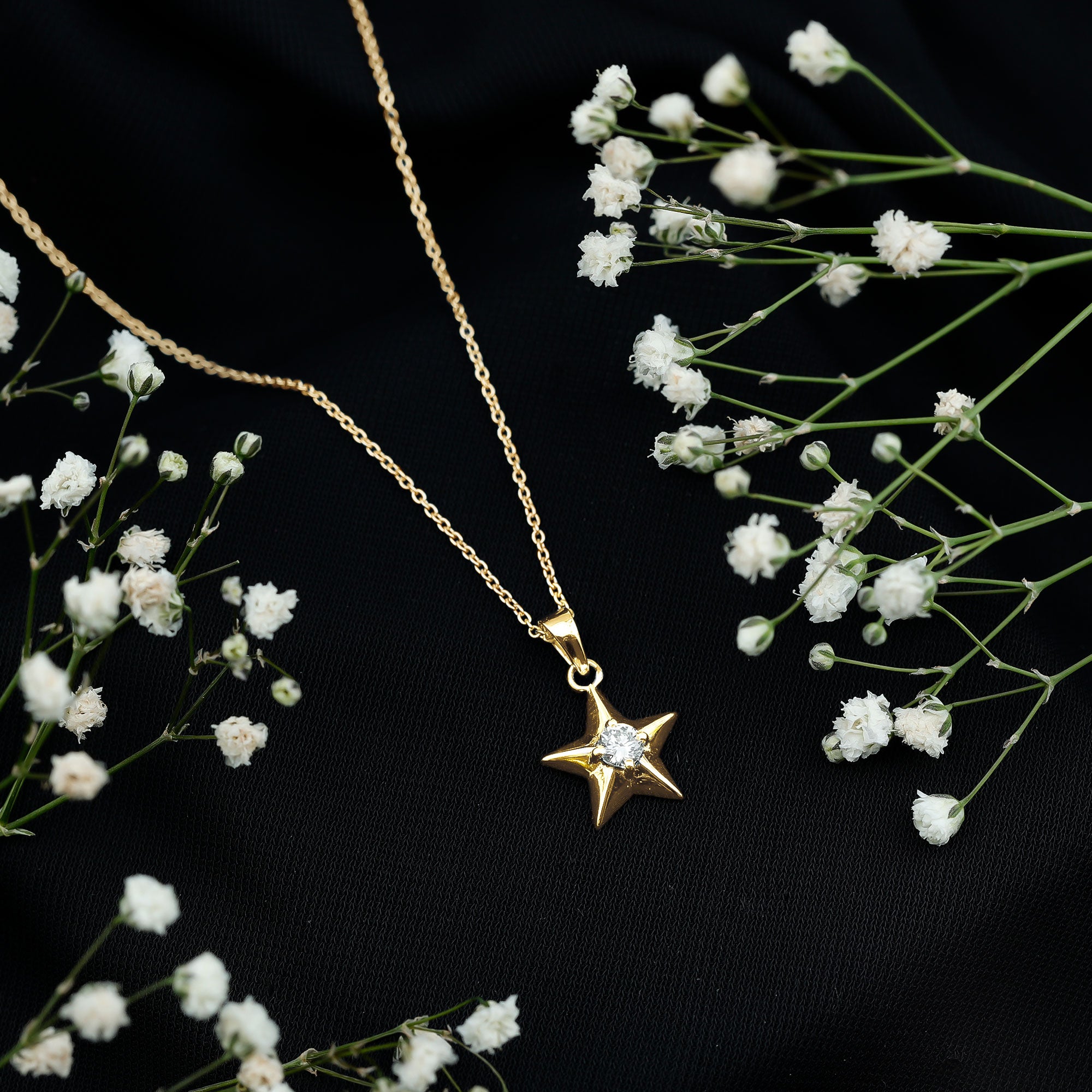 Certified Moissanite Star Pendant Necklace with Chain D-VS1 - Rosec Jewels