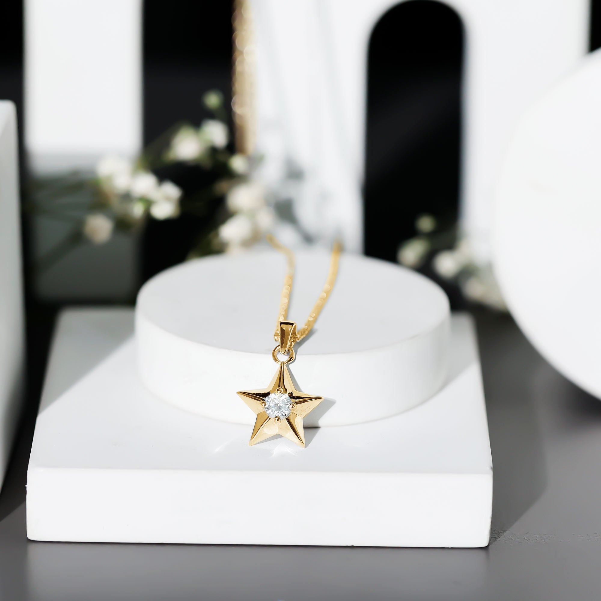 Certified Moissanite Star Pendant Necklace with Chain D-VS1 - Rosec Jewels