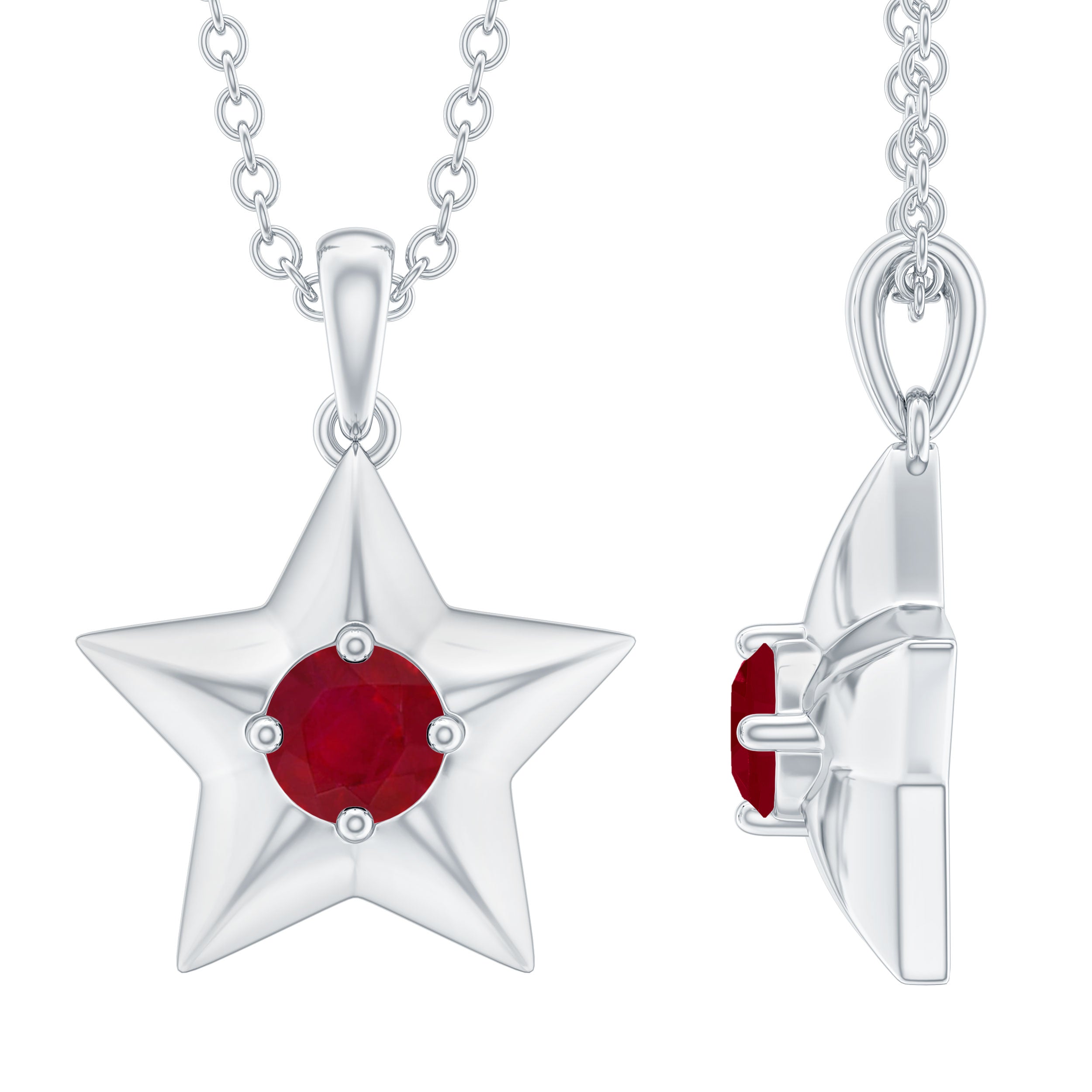 1/4 CT Elegant Ruby and Gold Star Pendant for Women