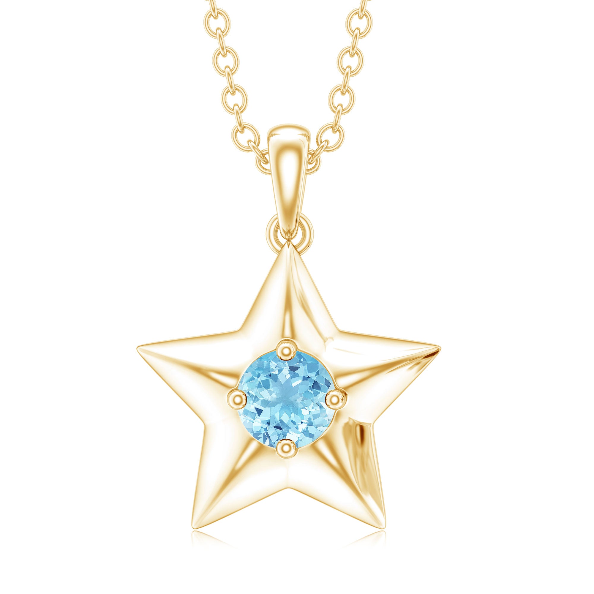 Natural Aquamarine Star of David Necklace for Women AAA - Rosec Jewels
