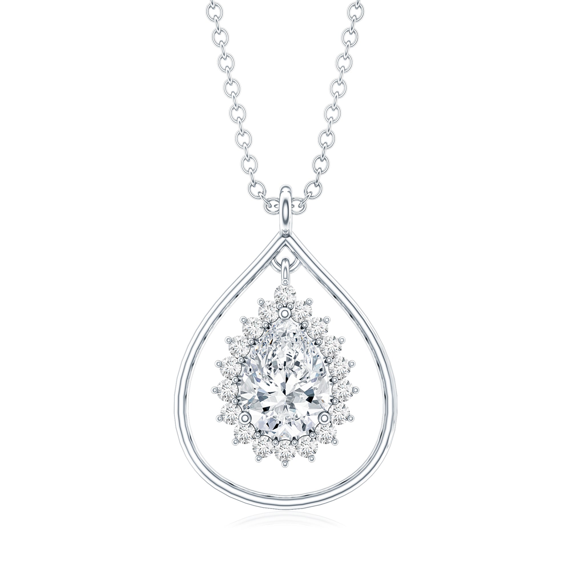 Certified 0.7 Carat Moissanite Teardrop Pendant Necklace D-VS1 - Rosec Jewels