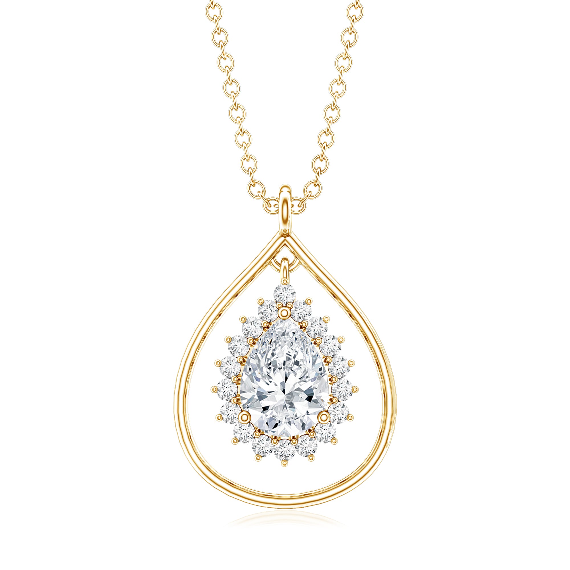 Certified 0.7 Carat Moissanite Teardrop Pendant Necklace D-VS1 - Rosec Jewels